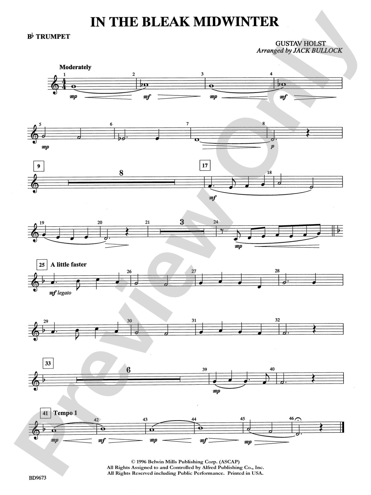 In the Bleak Midwinter: 1st B-flat Trumpet