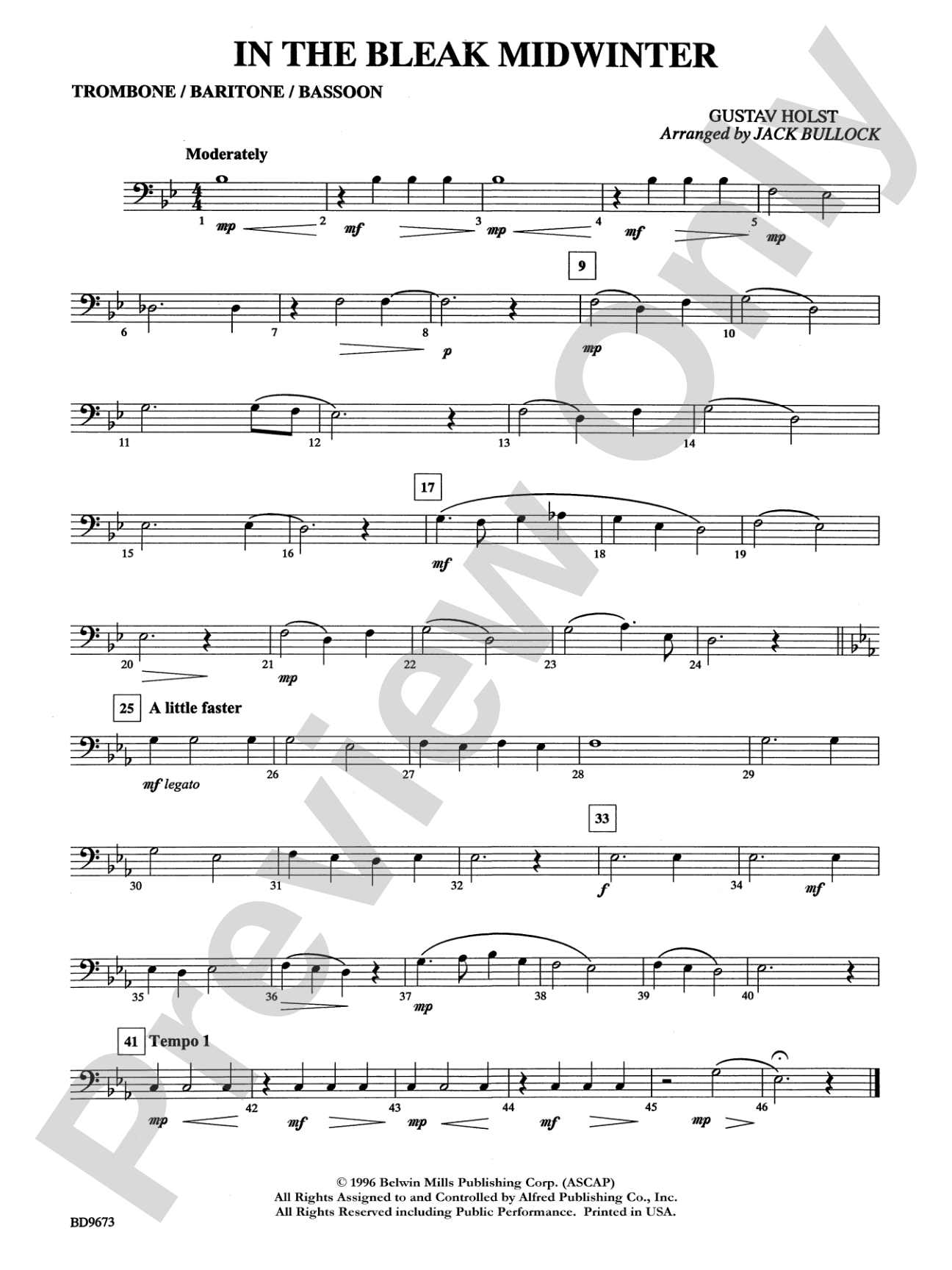 In the Bleak Midwinter: 1st Trombone