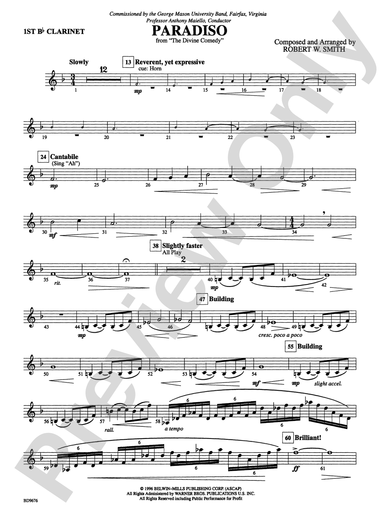 Paradiso: 1st B-flat Clarinet