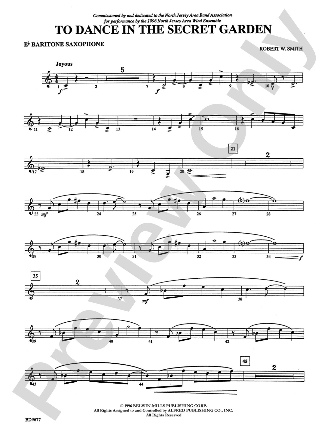 To Dance in the Secret Garden: E-flat Baritone Saxophone