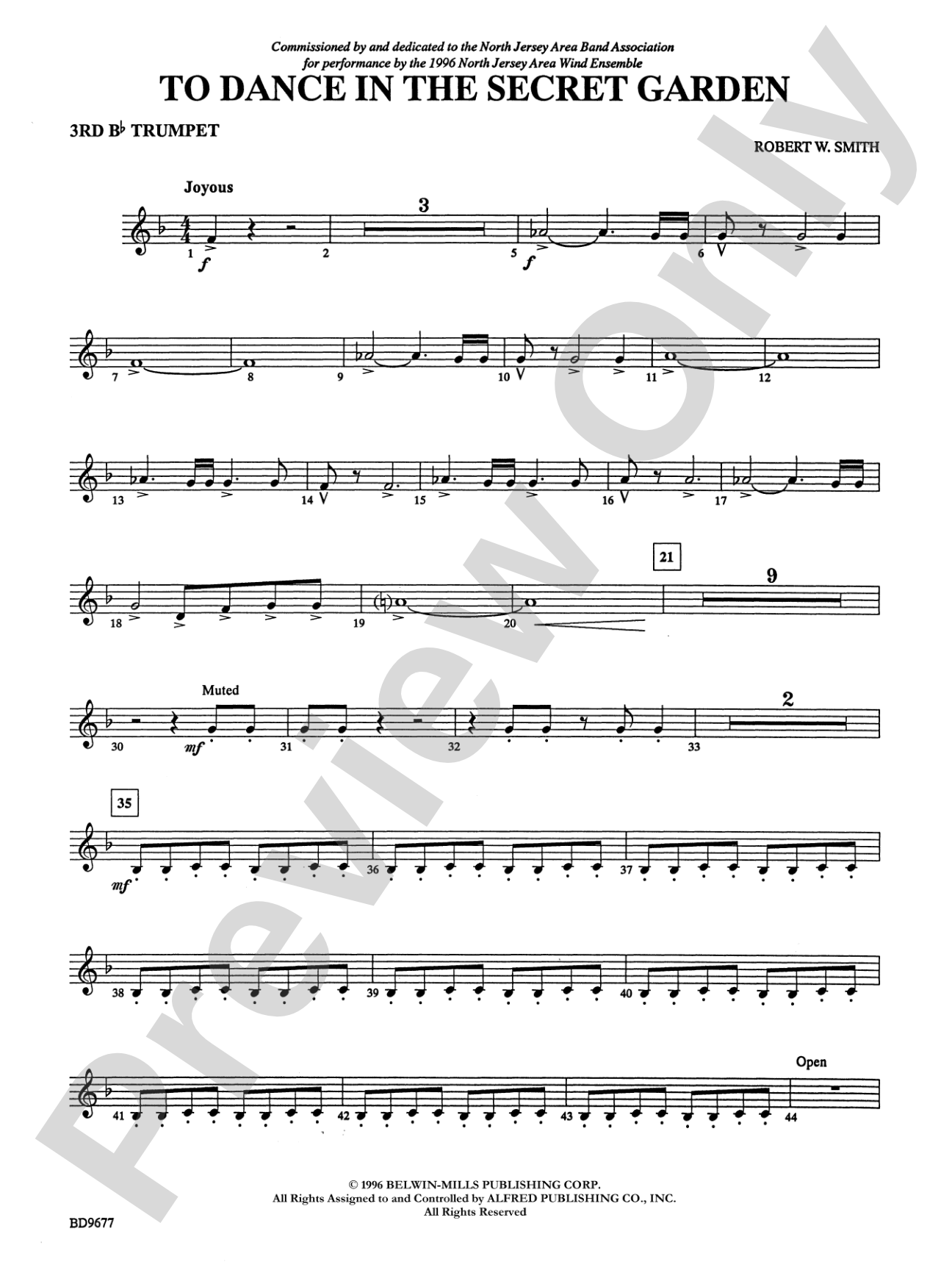 To Dance in the Secret Garden: 3rd B-flat Trumpet