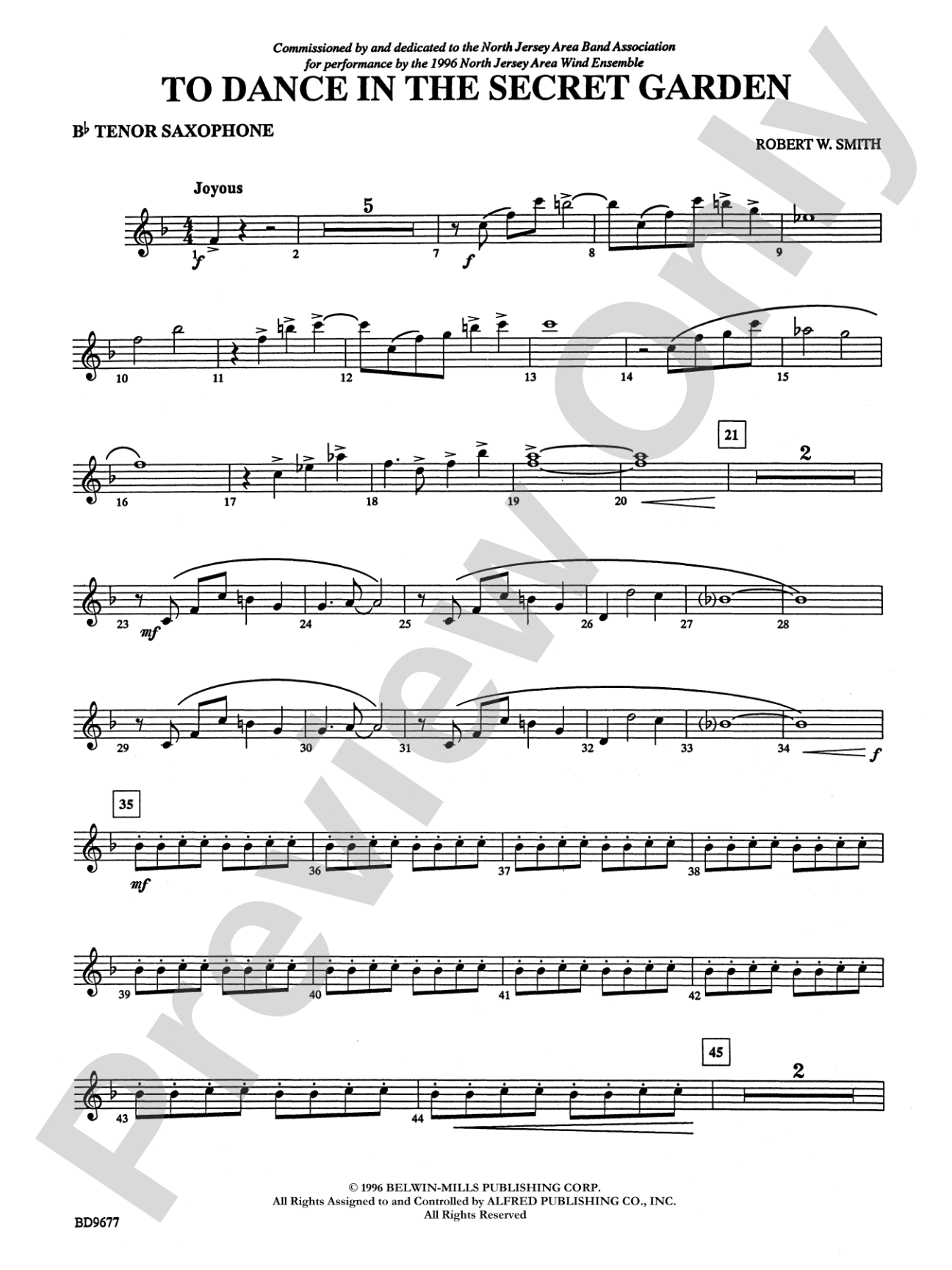 To Dance in the Secret Garden: B-flat Tenor Saxophone