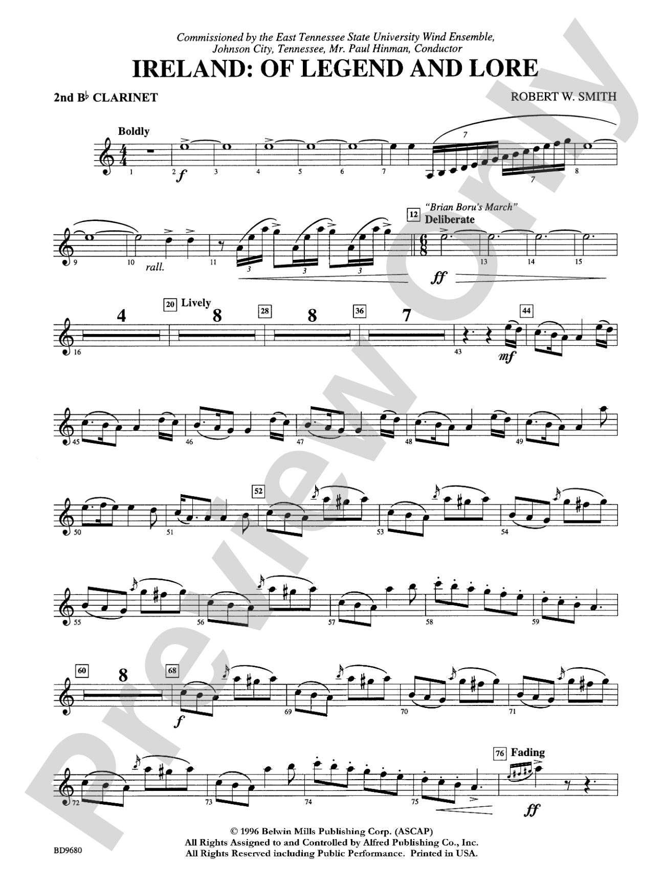 Ireland: Of Legend and Lore: 2nd B-flat Clarinet