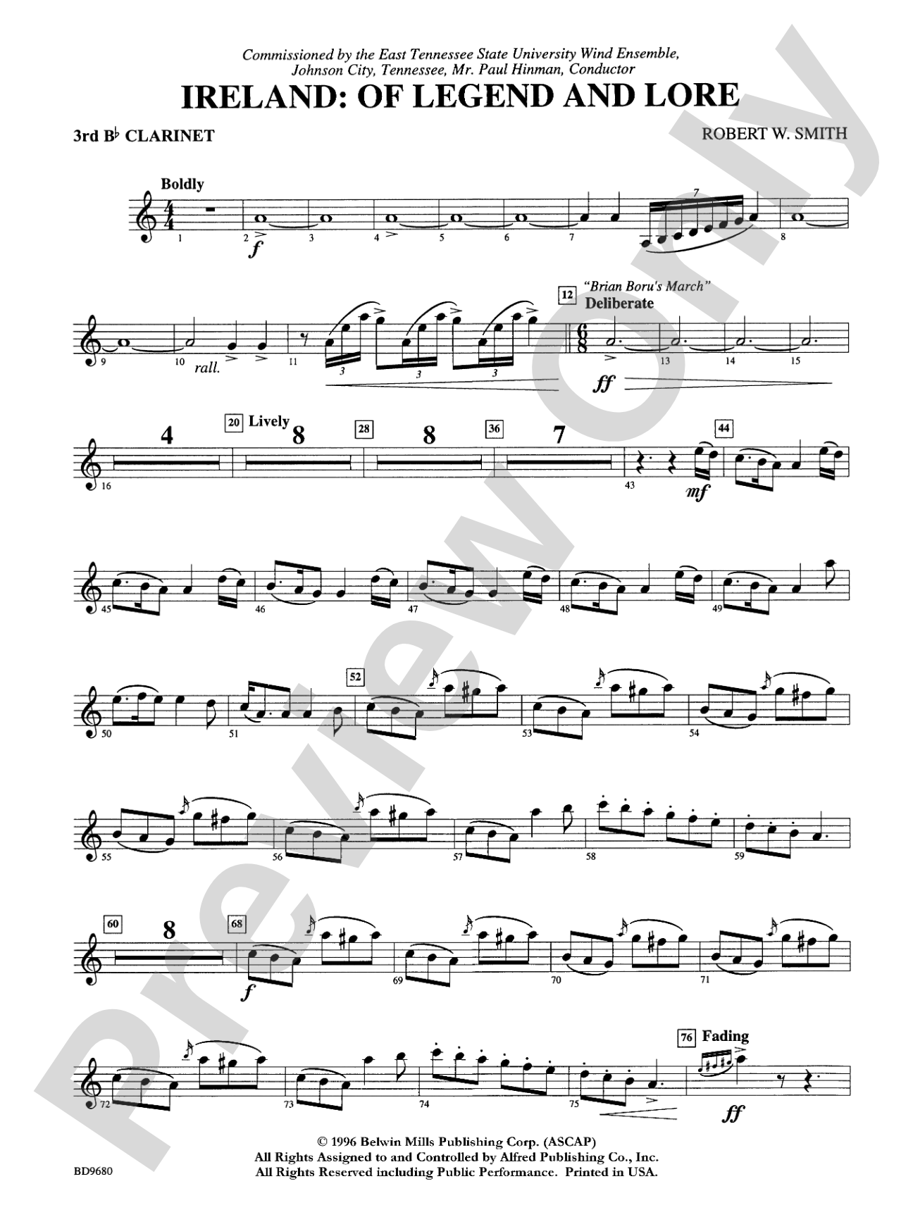 Ireland: Of Legend and Lore: 3rd B-flat Clarinet