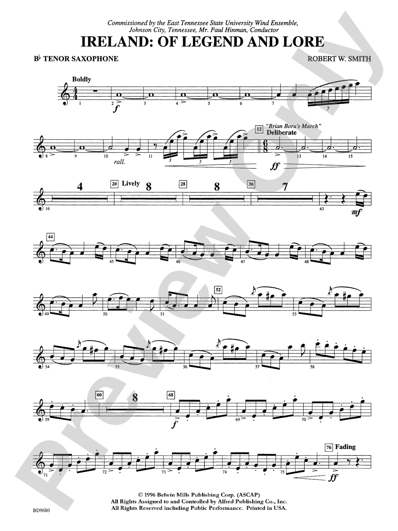 Ireland: Of Legend and Lore: B-flat Tenor Saxophone