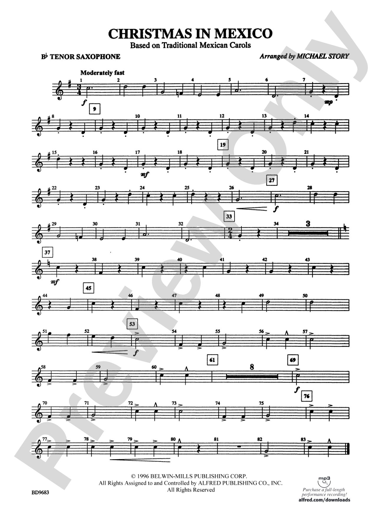 Christmas in Mexico: B-flat Tenor Saxophone