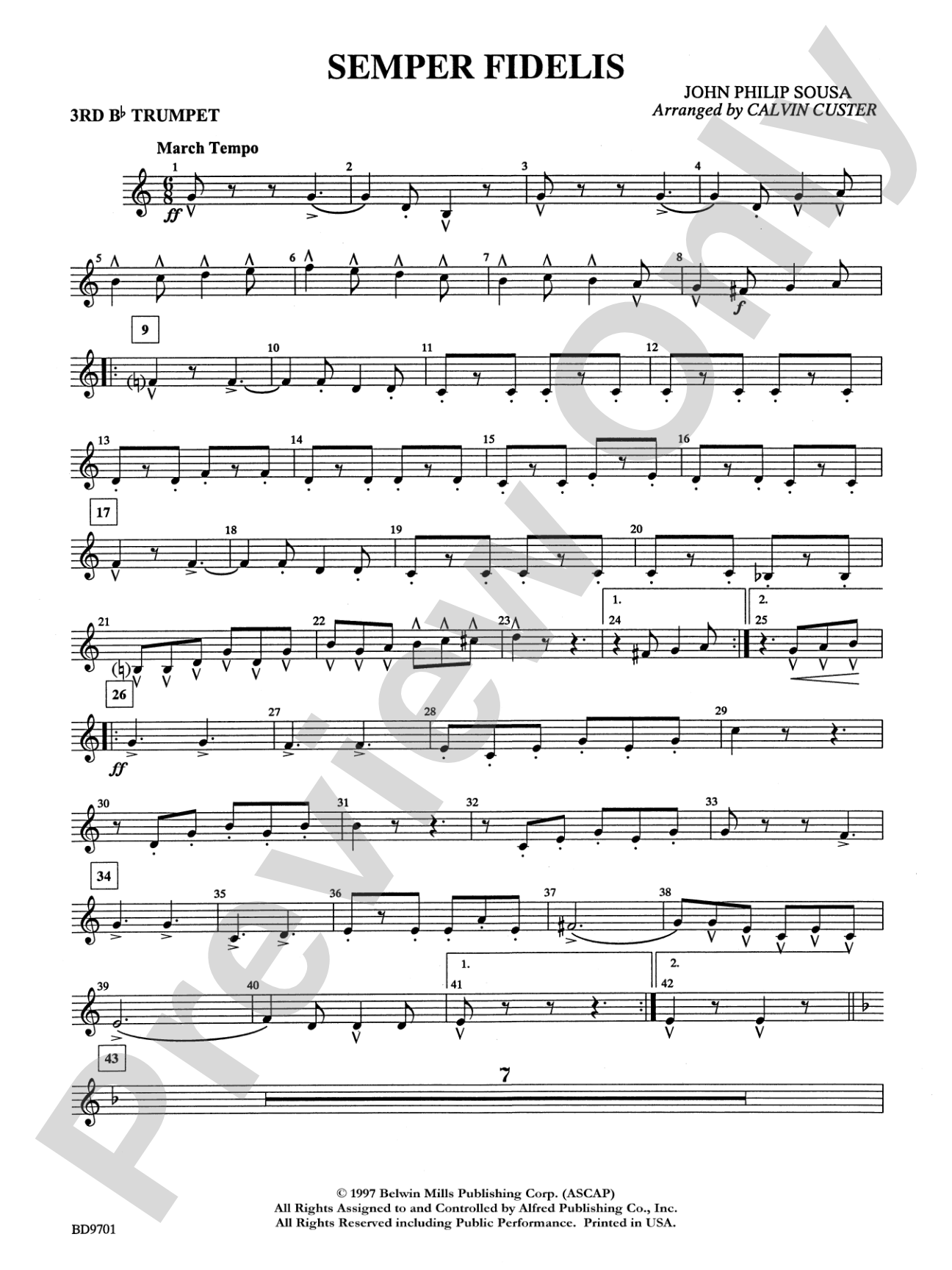 Semper Fidelis: 3rd B-flat Trumpet