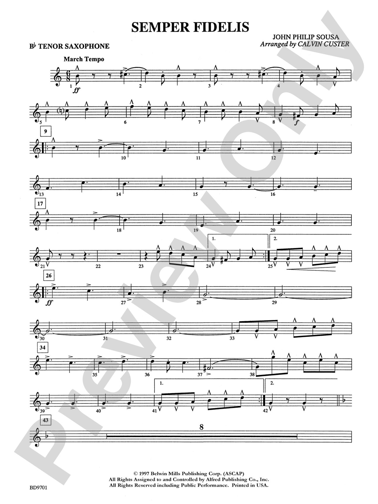 Semper Fidelis: B-flat Tenor Saxophone