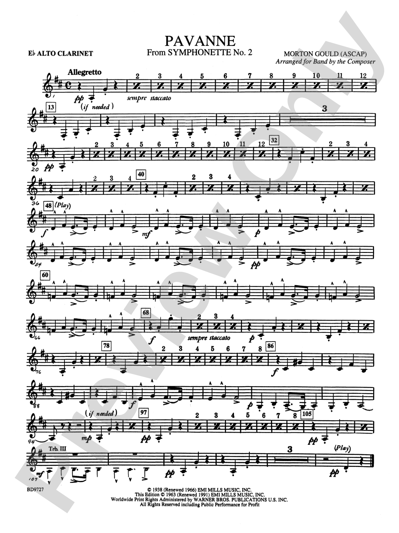 Pavanne (from Symphonette No. 2): E-flat Alto Clarinet