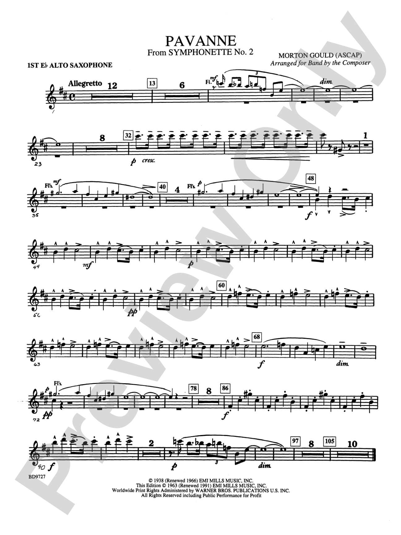 Pavanne (from Symphonette No. 2): E-flat Alto Saxophone