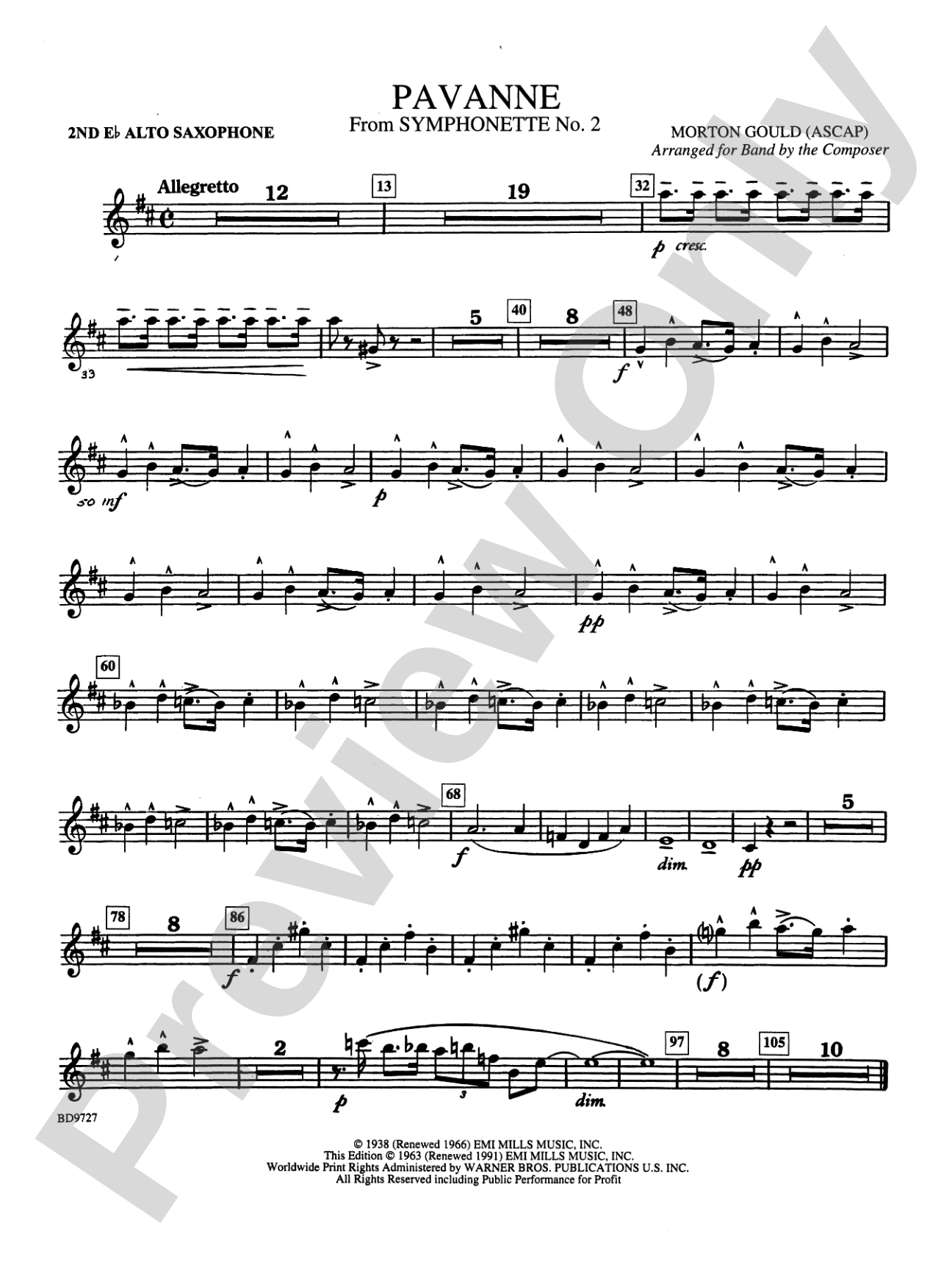 Pavanne (from Symphonette No. 2): 2nd E-flat Alto Saxophone