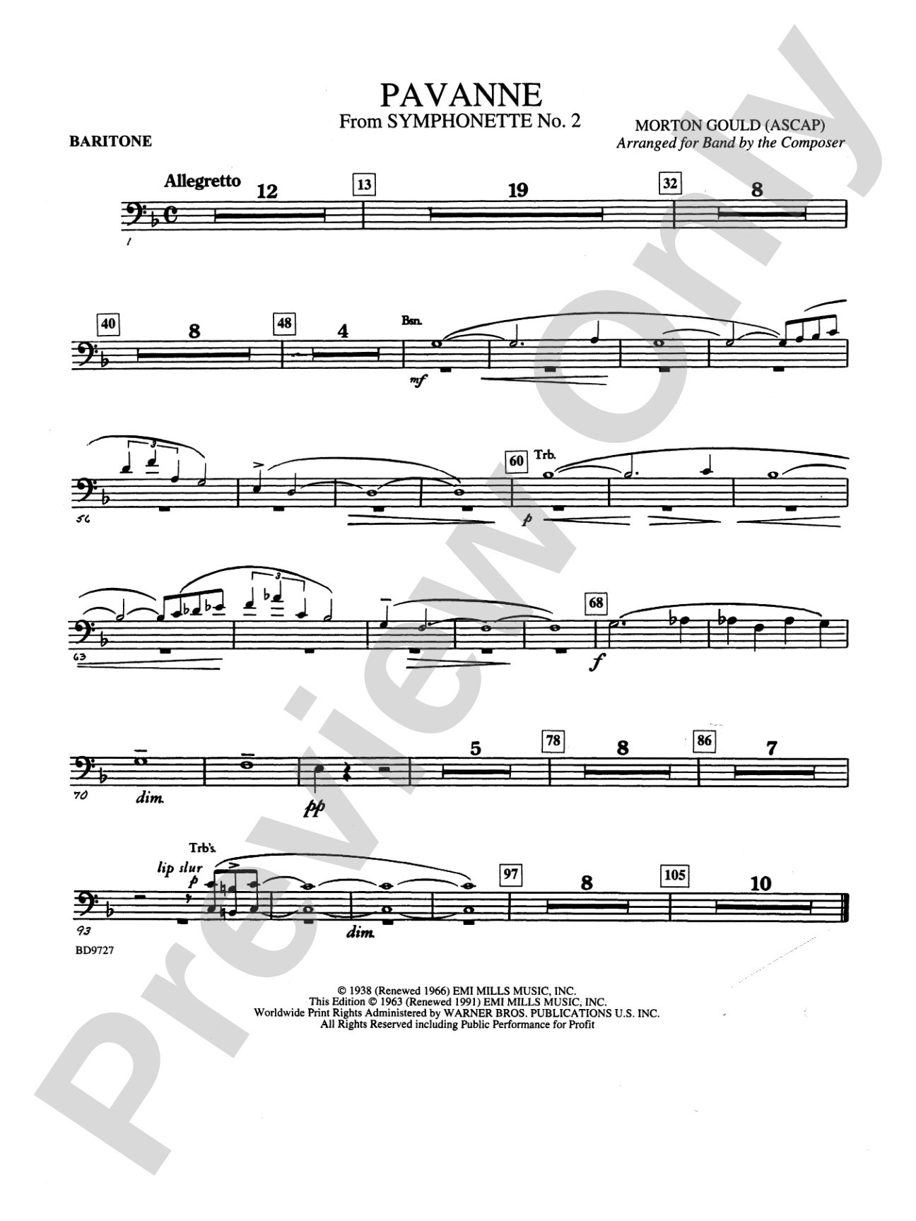 Pavanne (from Symphonette No. 2): Baritone B.C.