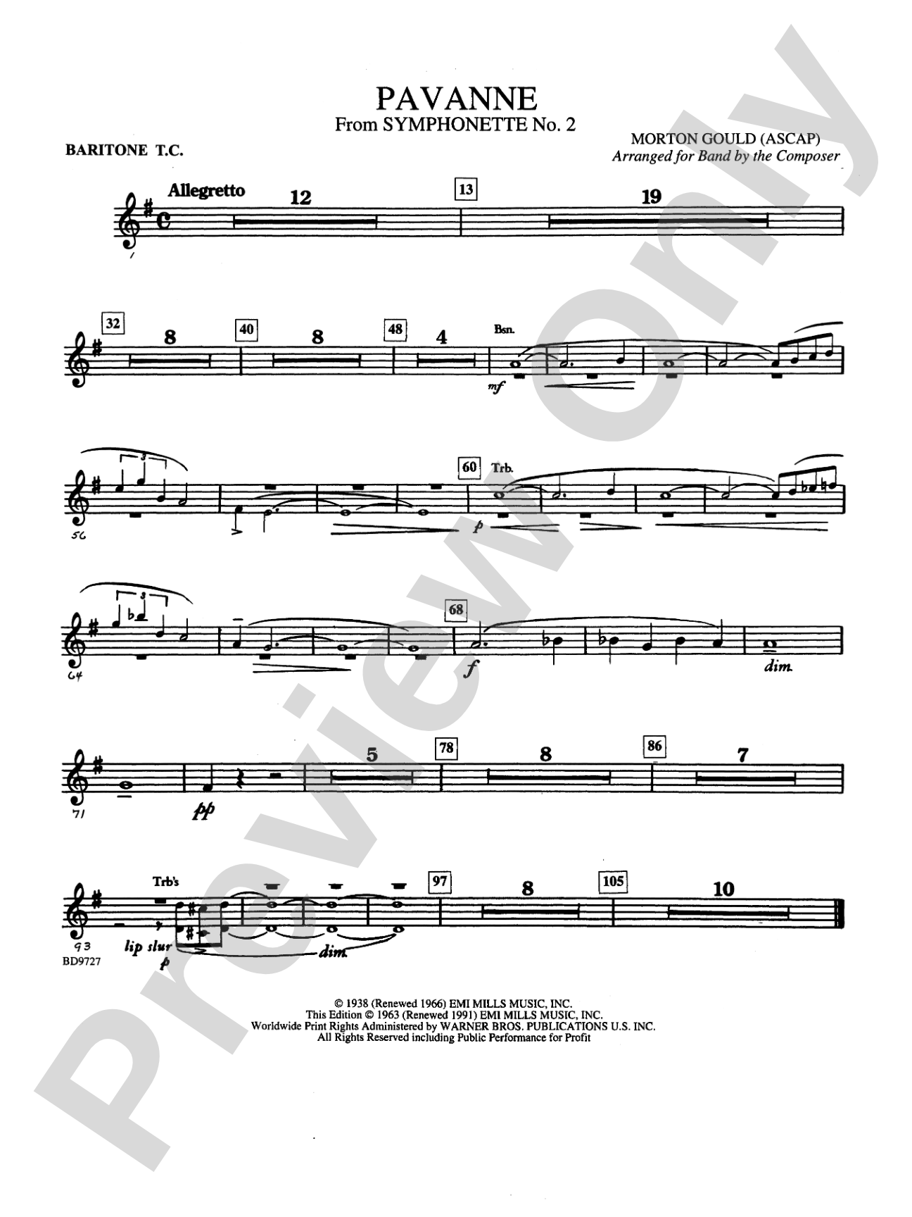 Pavanne (from Symphonette No. 2): Baritone T.C.