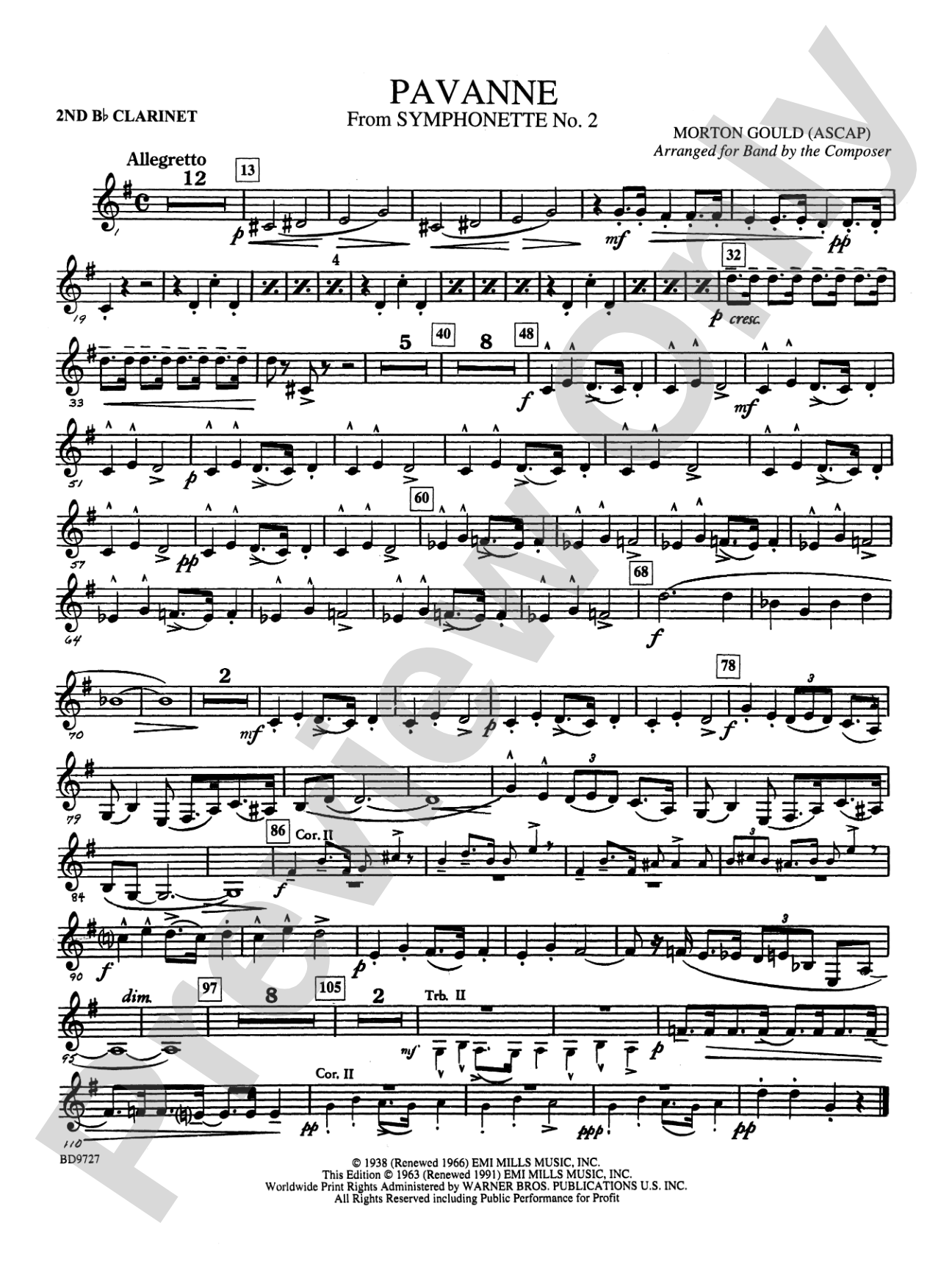 Pavanne (from Symphonette No. 2): 2nd B-flat Clarinet