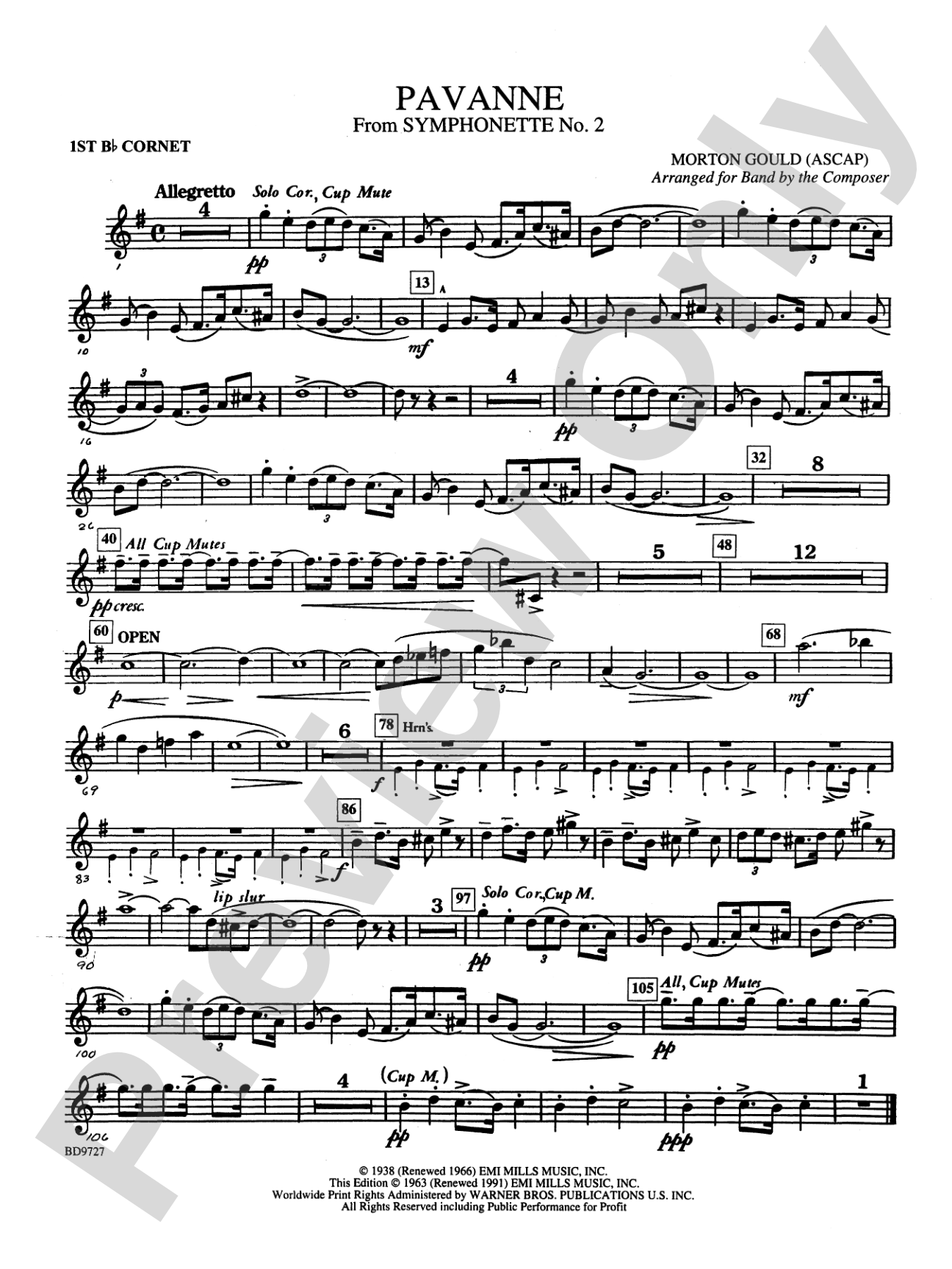 Pavanne (from Symphonette No. 2): 1st B-flat Cornet
