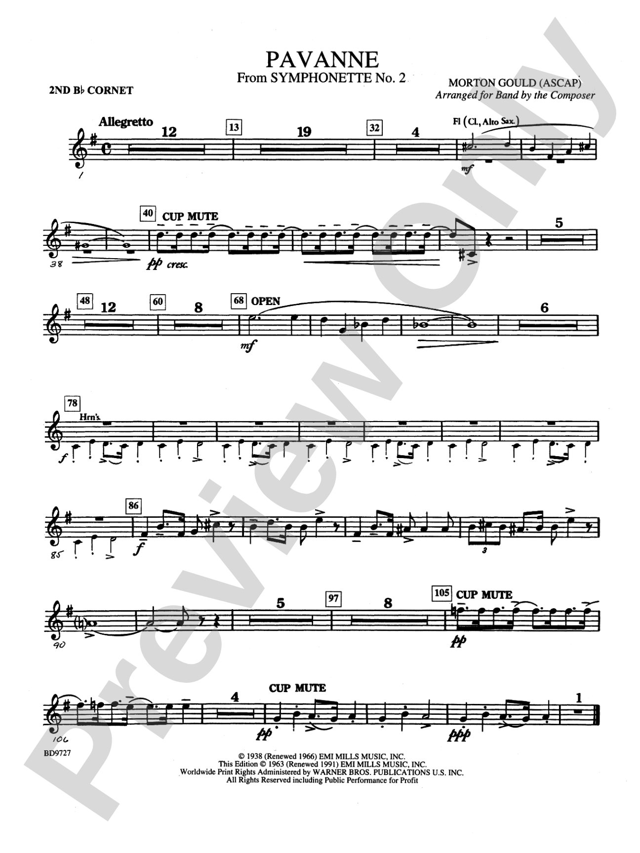 Pavanne (from Symphonette No. 2): 2nd B-flat Cornet