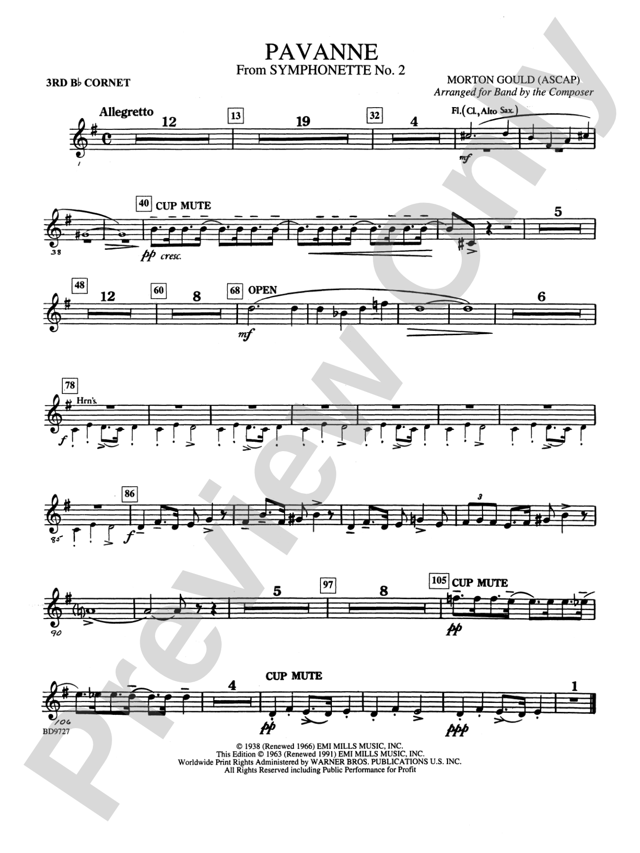Pavanne (from Symphonette No. 2): 3rd B-flat Cornet