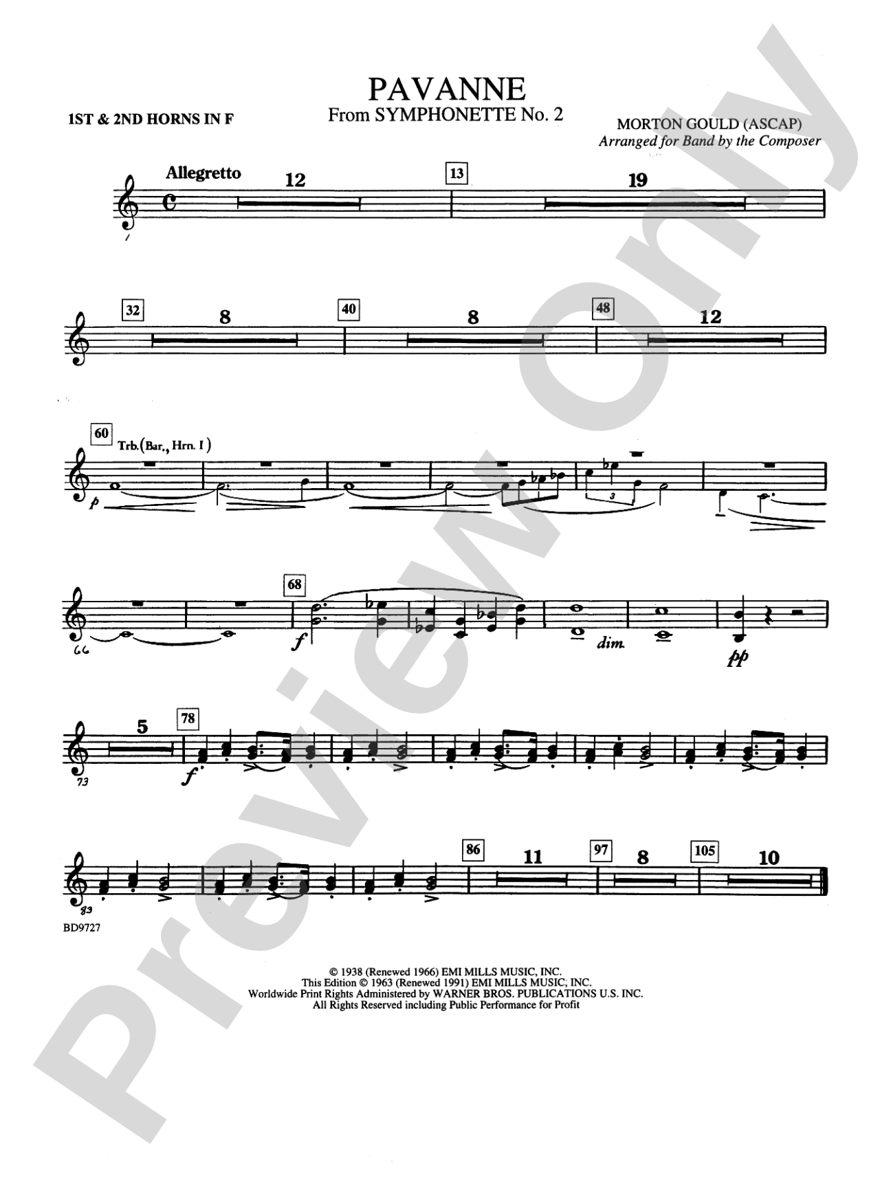Pavanne (from Symphonette No. 2): 1st & 2nd F Horns