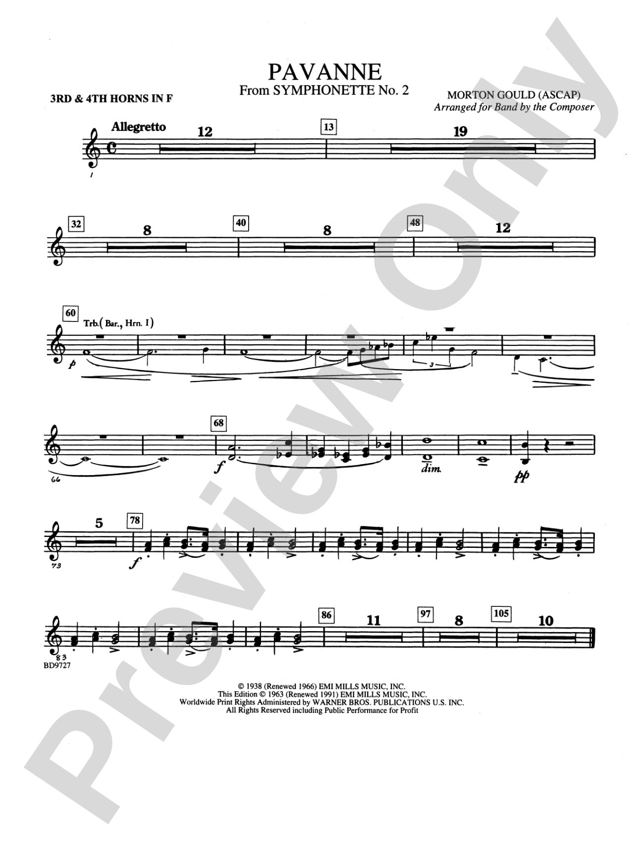 Pavanne (from Symphonette No. 2): 3rd & 4th F Horns