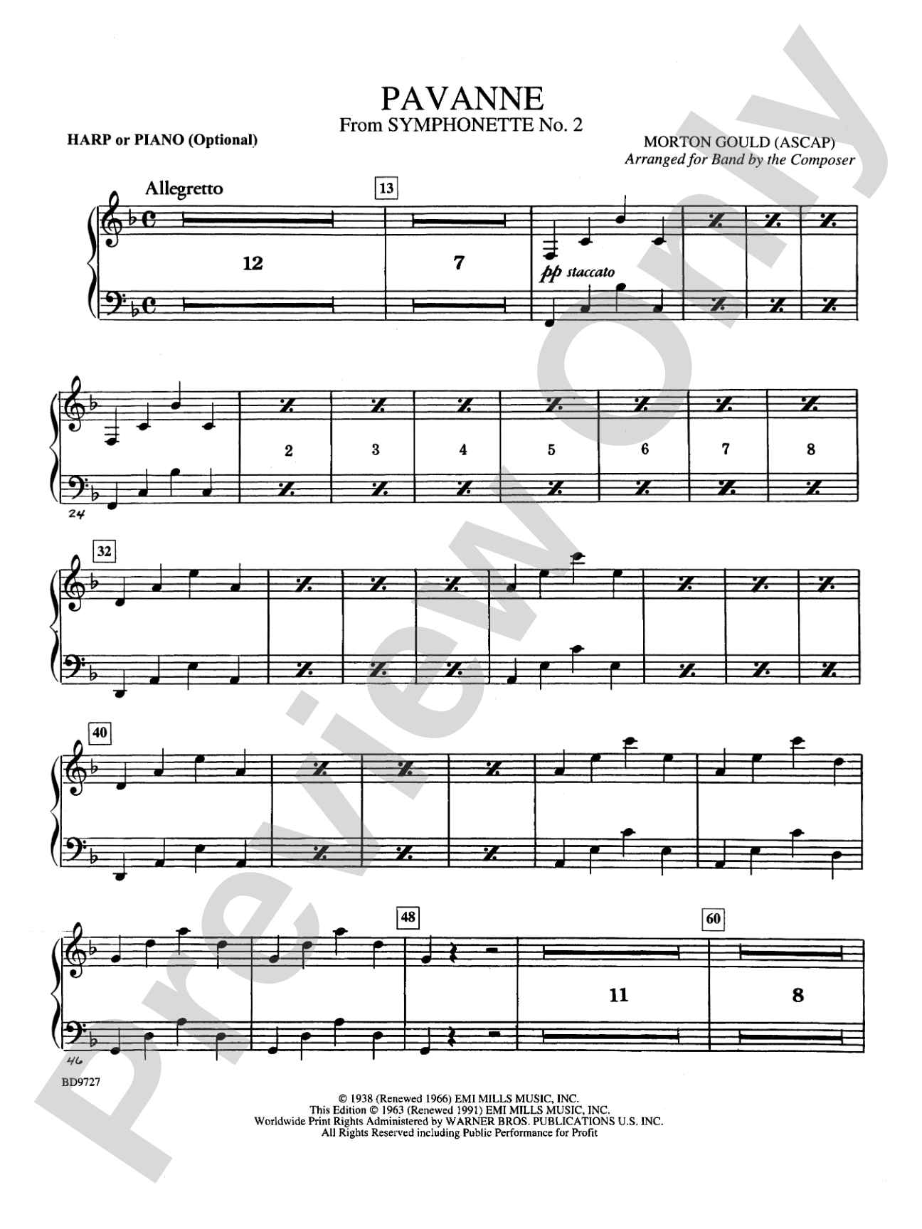 Pavanne (from Symphonette No. 2): Piano Accompaniment