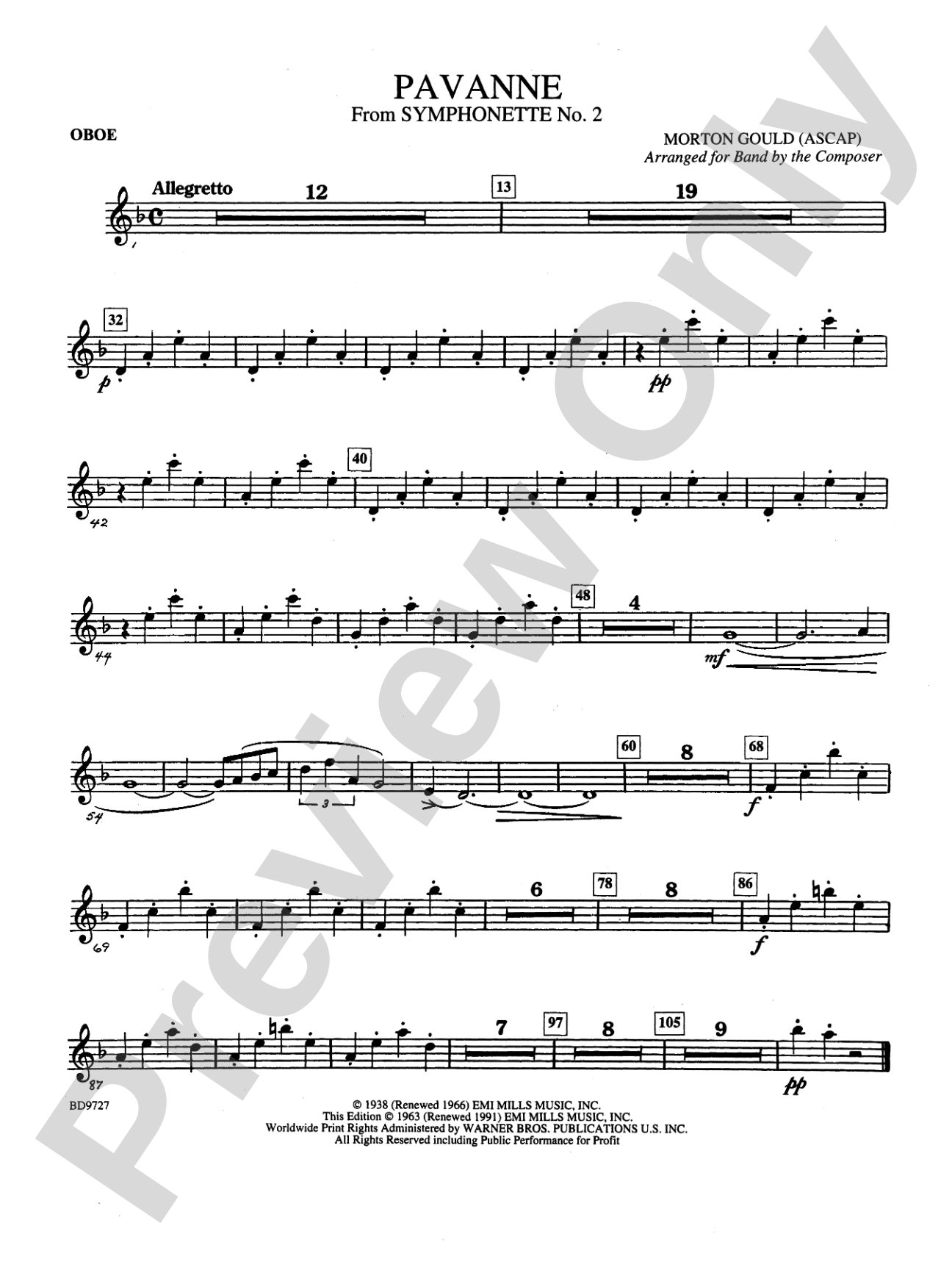 Pavanne (from Symphonette No. 2): Oboe
