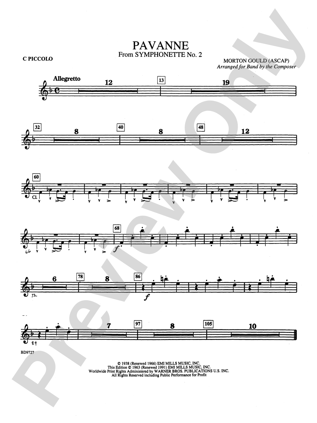Pavanne (from Symphonette No. 2): Piccolo