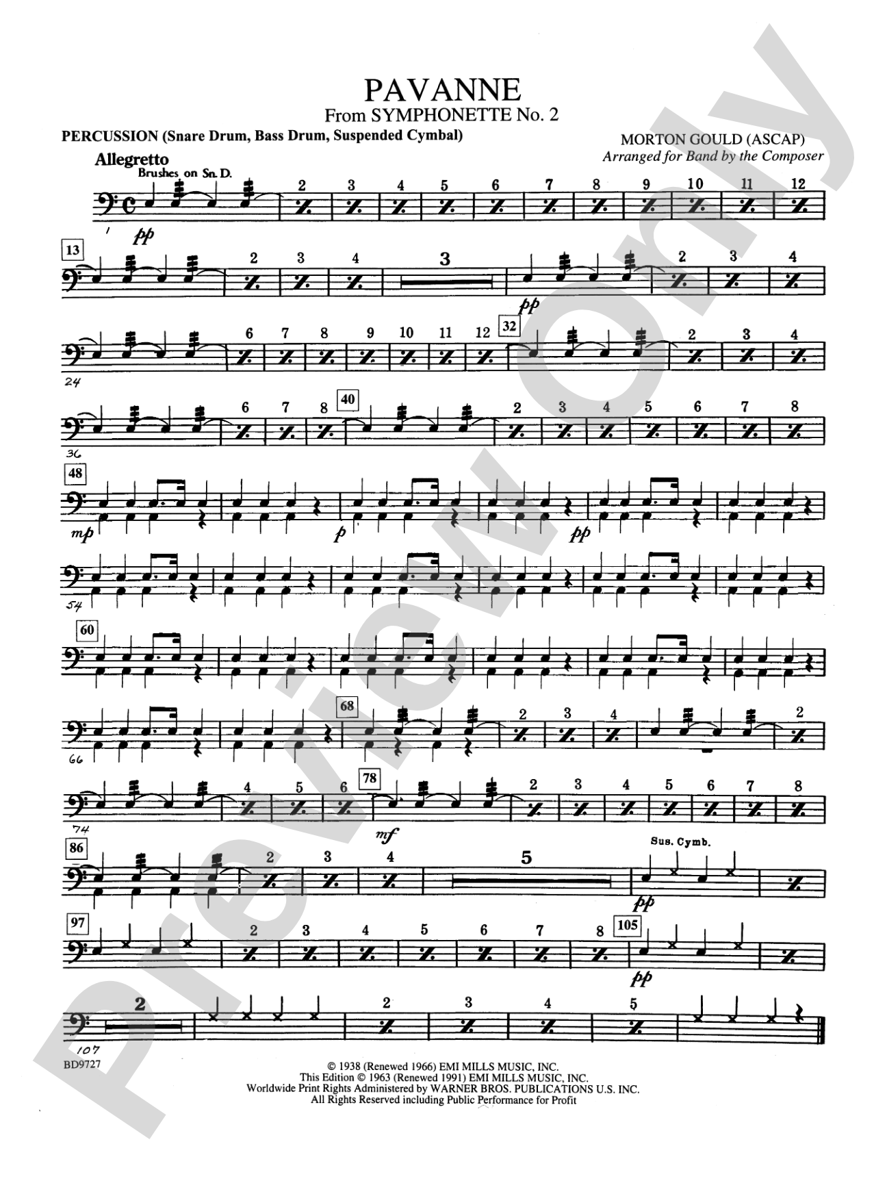 Pavanne (from Symphonette No. 2): 1st Percussion