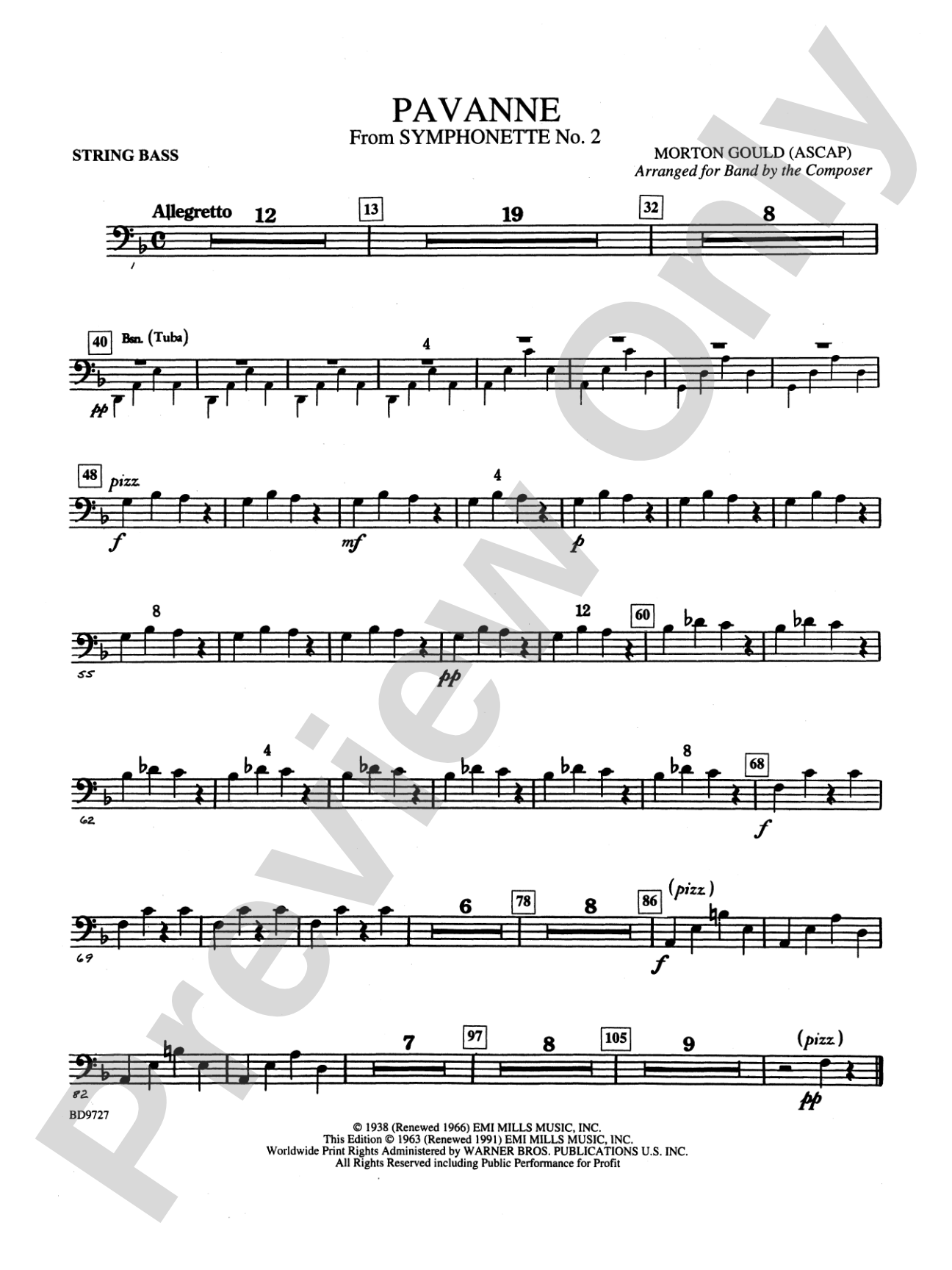 Pavanne (from Symphonette No. 2): String Bass