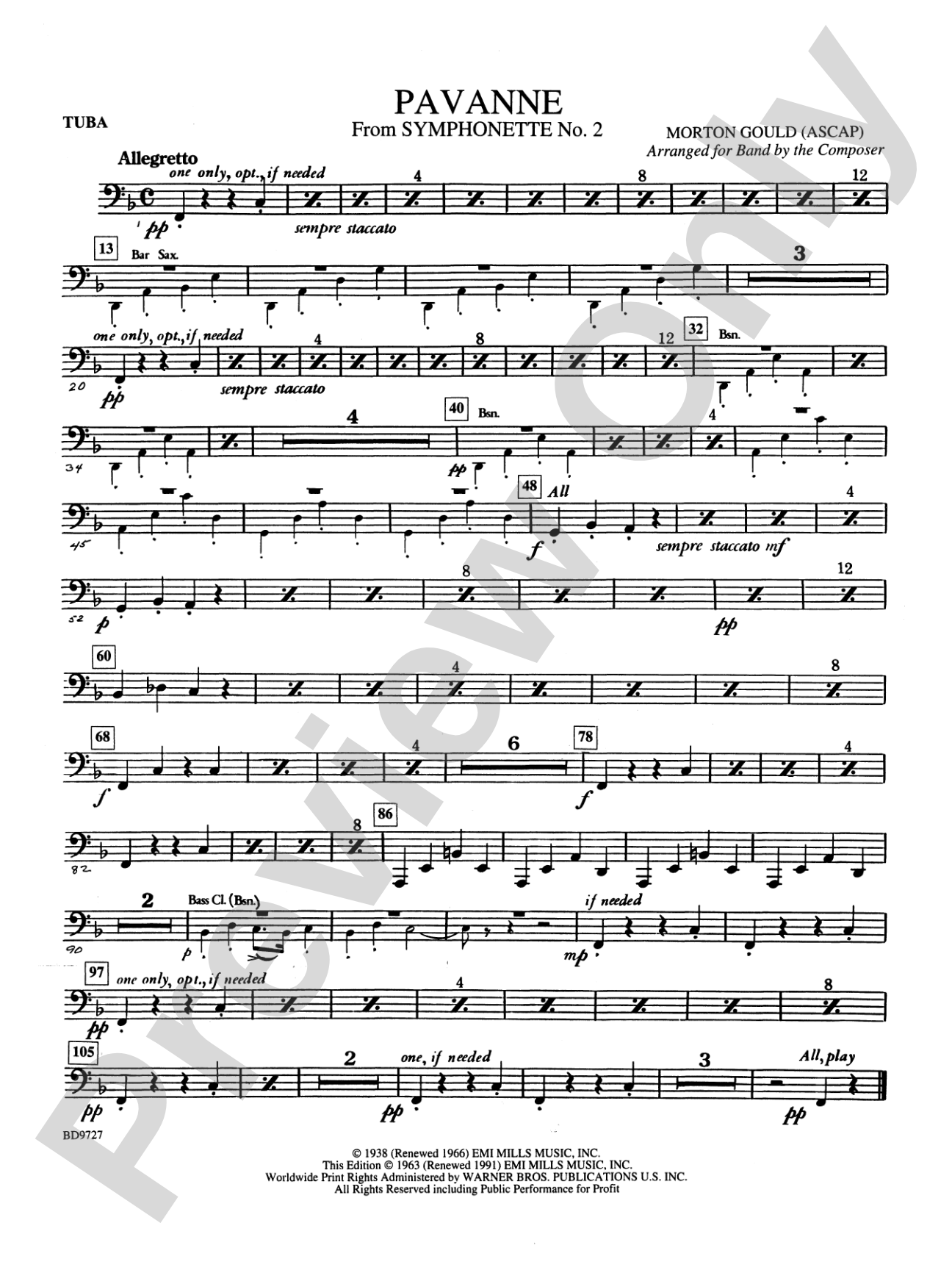 Pavanne (from Symphonette No. 2): Tuba