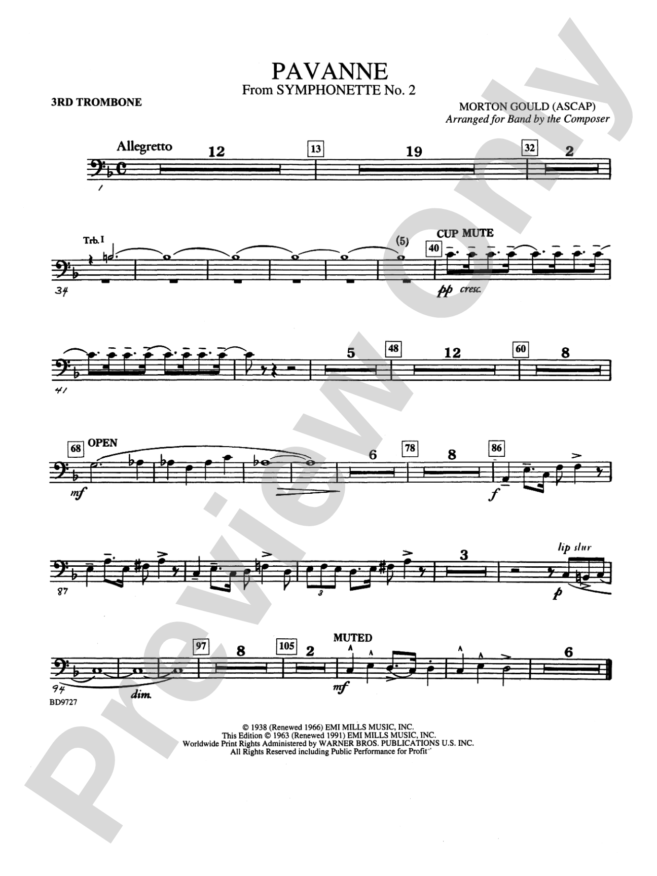Pavanne (from Symphonette No. 2): 3rd Trombone