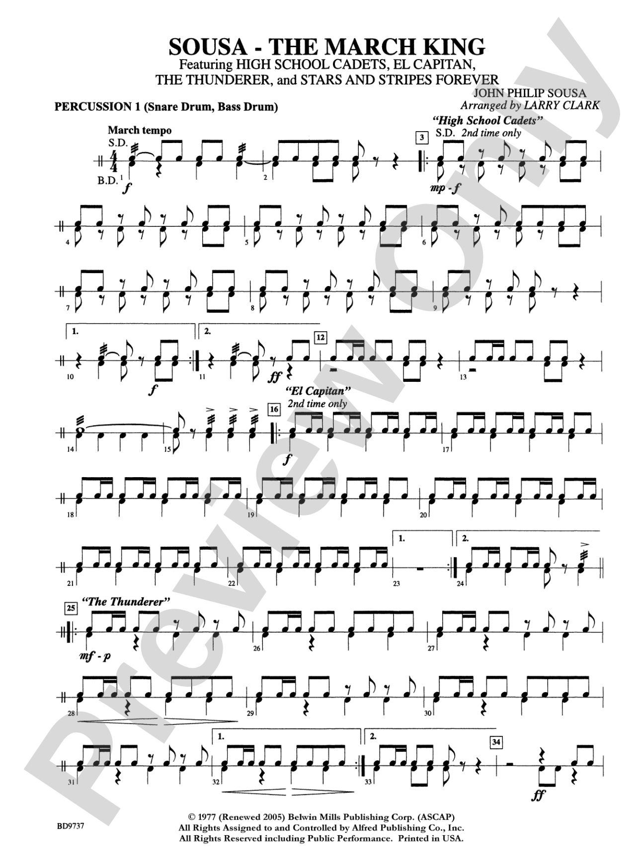 Sousa - The March King: 1st Percussion