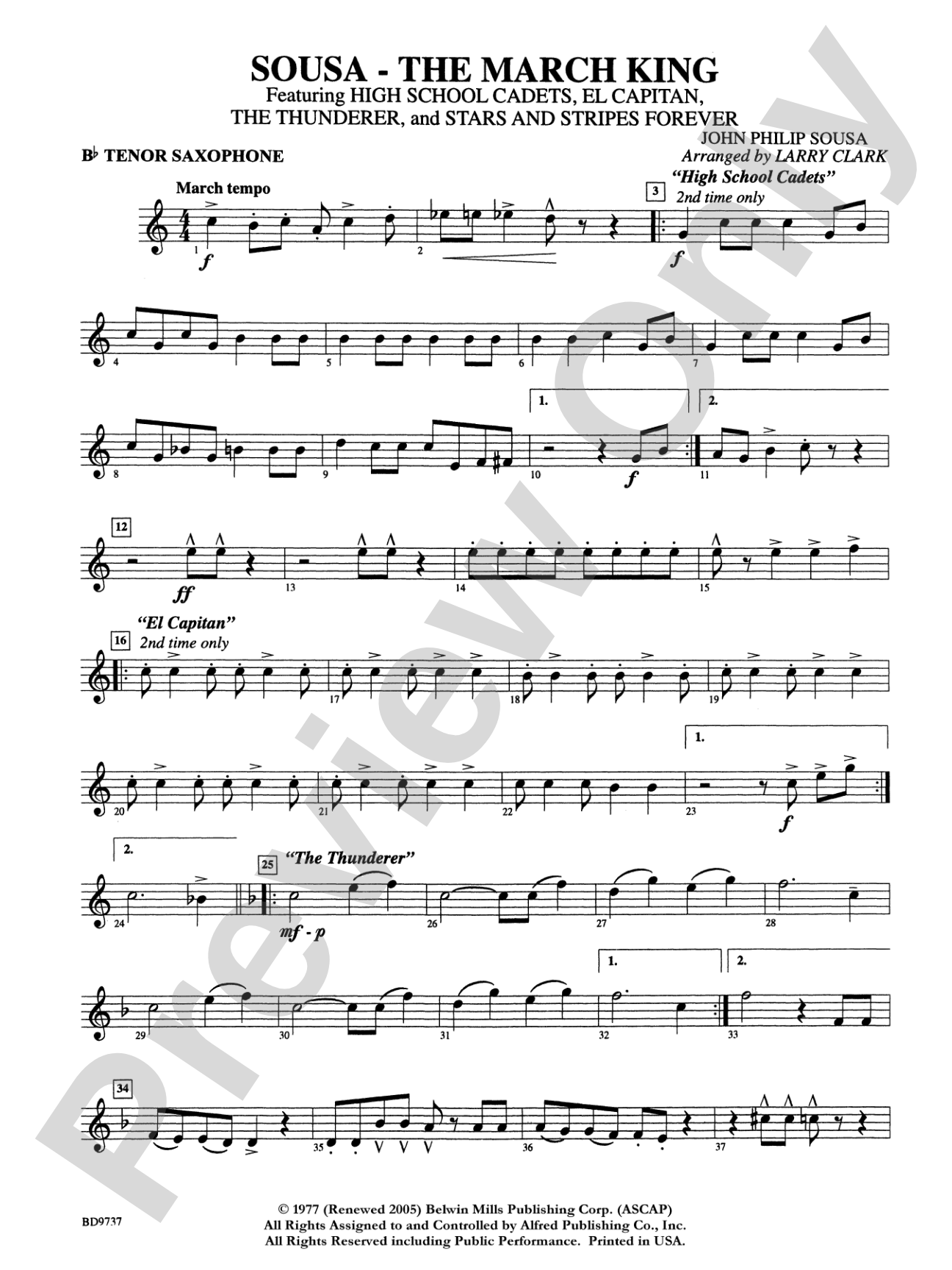 Sousa - The March King: B-flat Tenor Saxophone