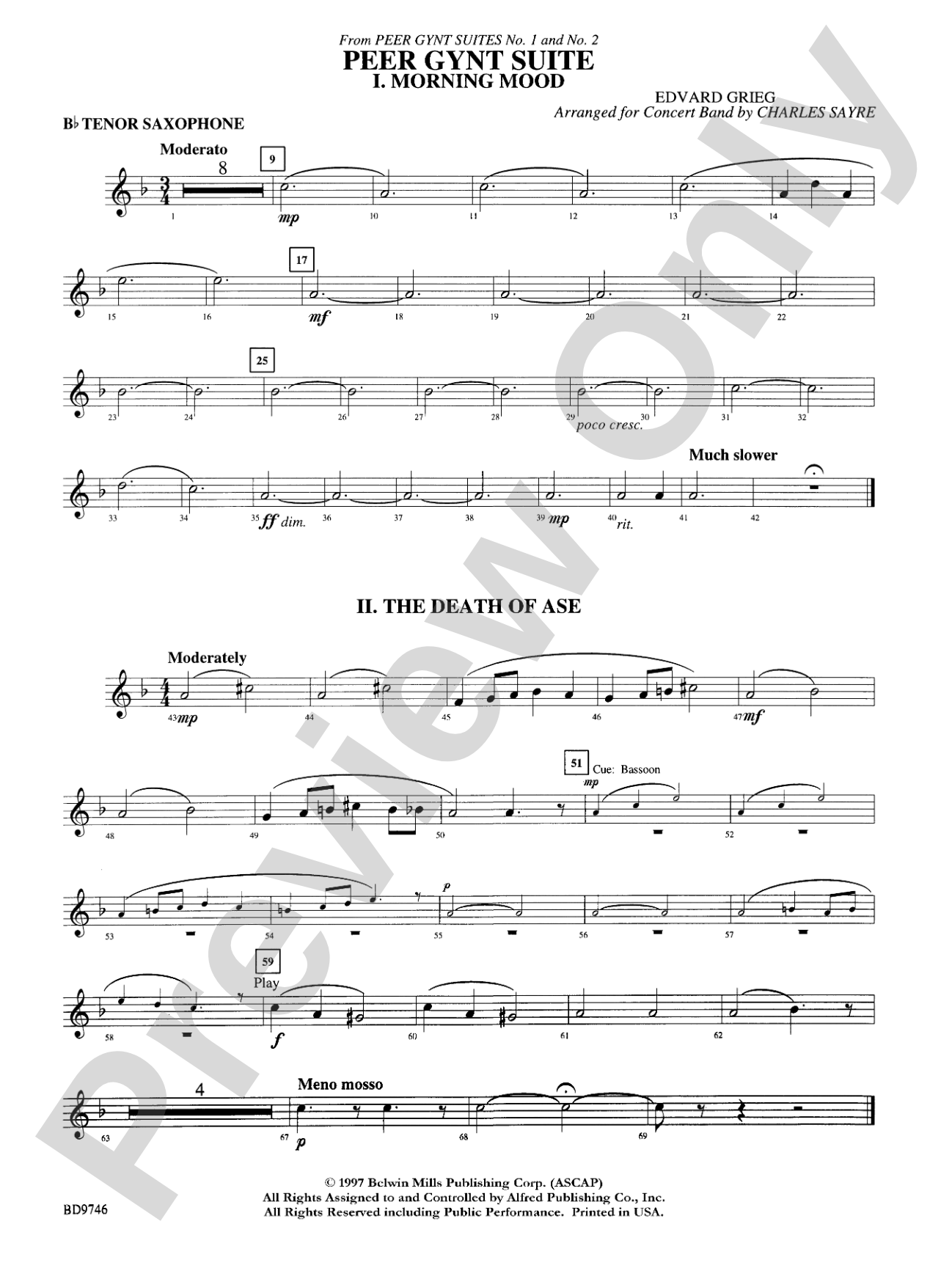 Peer Gynt Suite: B-flat Tenor Saxophone