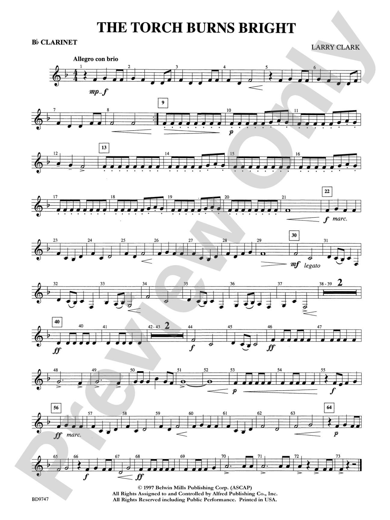 The Torch Burns Bright: 1st B-flat Clarinet