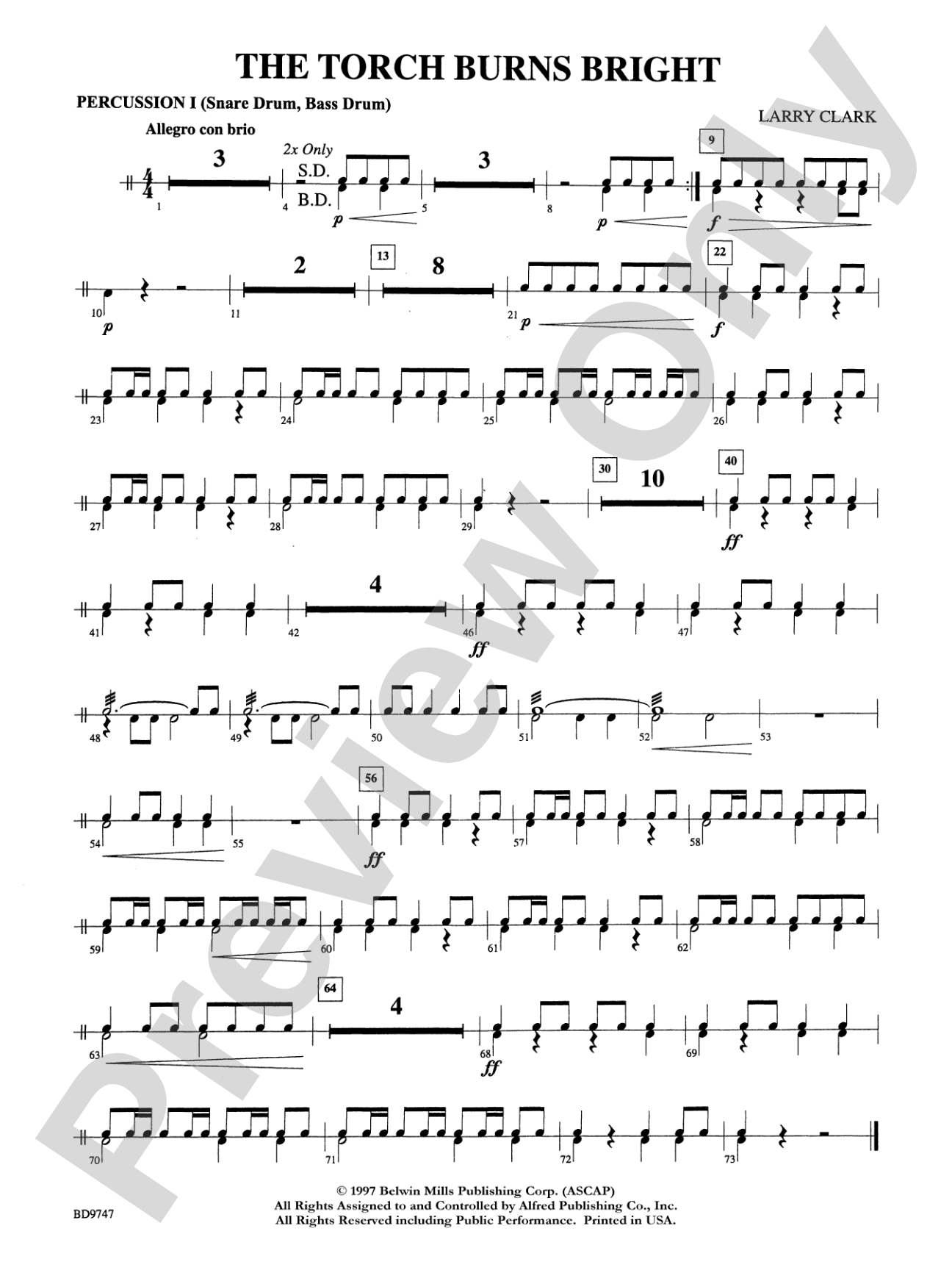 The Torch Burns Bright: 1st Percussion