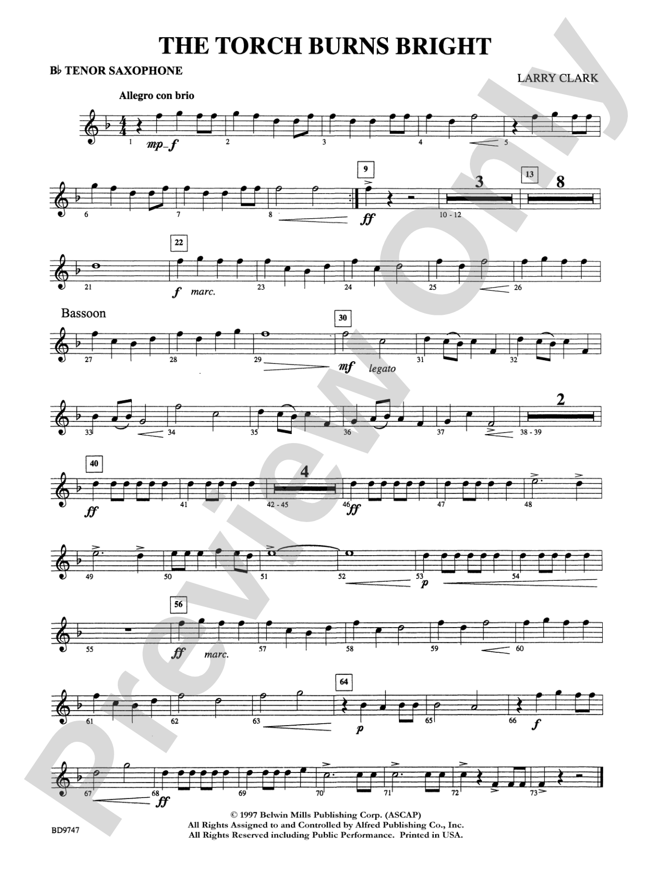The Torch Burns Bright: B-flat Tenor Saxophone