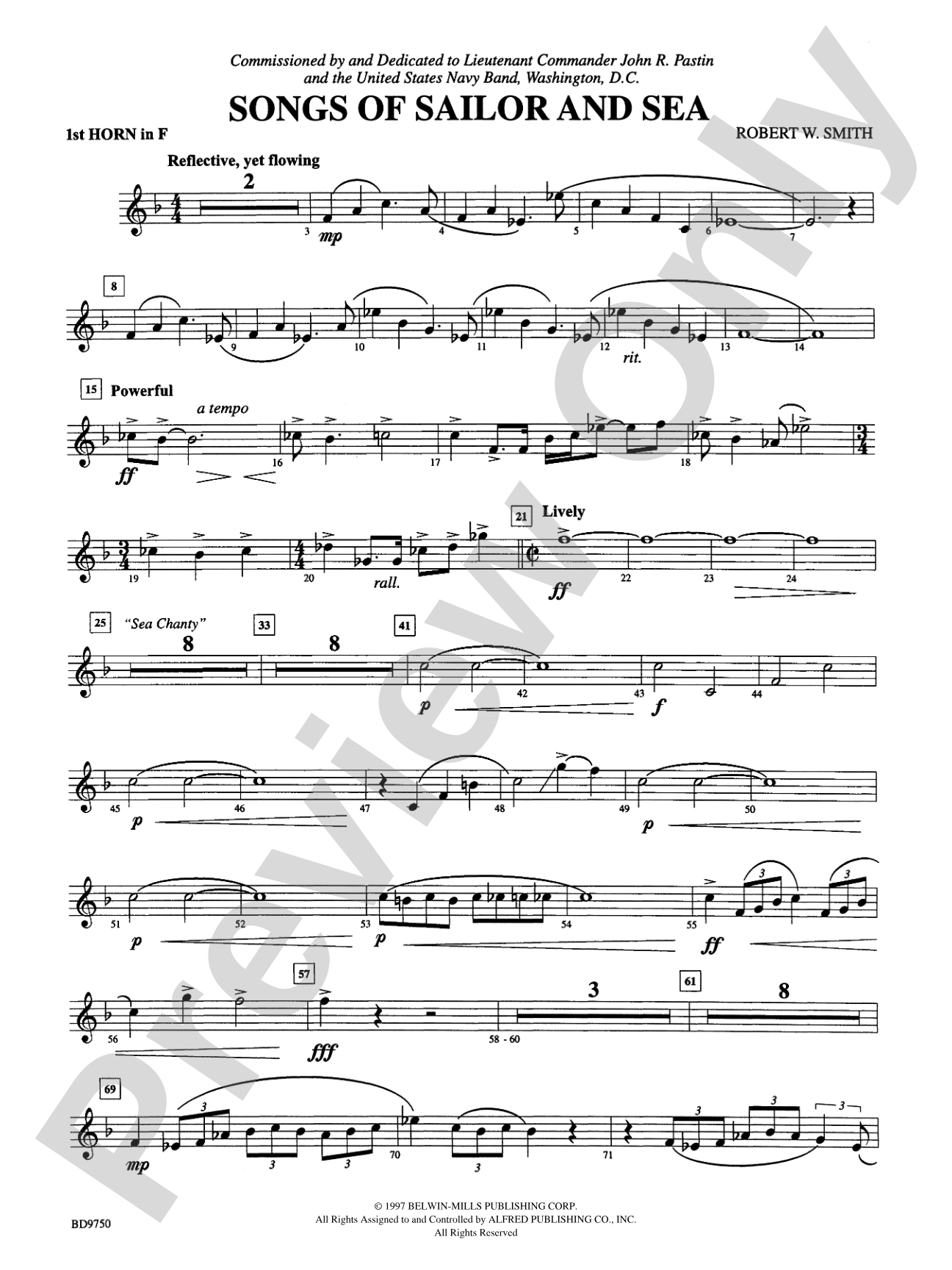 Songs of Sailor and Sea: 1st F Horn