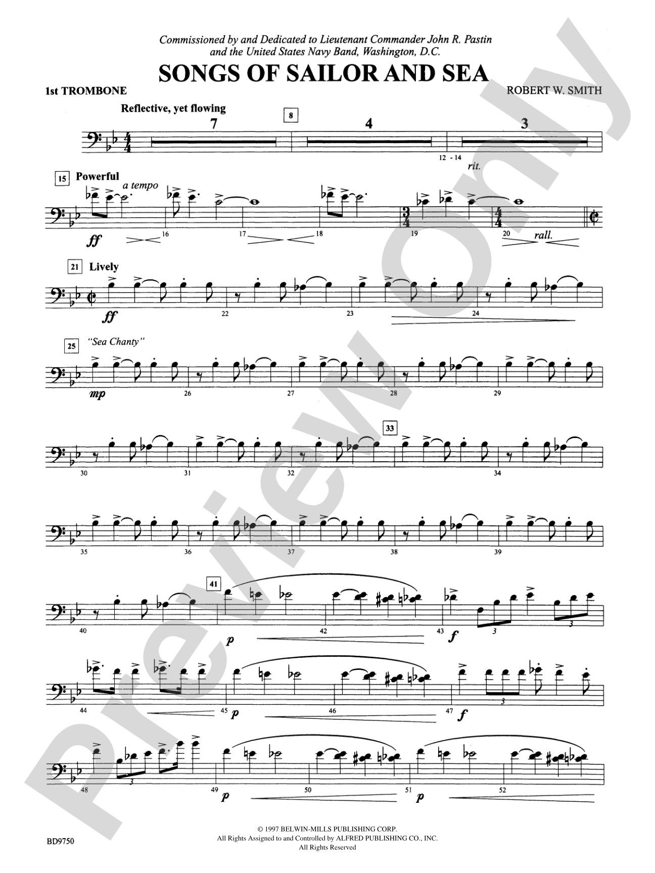 Songs of Sailor and Sea: 1st Trombone