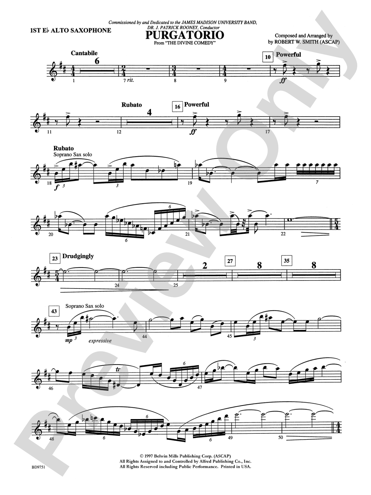 Purgatorio (from The Divine Comedy): E-flat Alto Saxophone