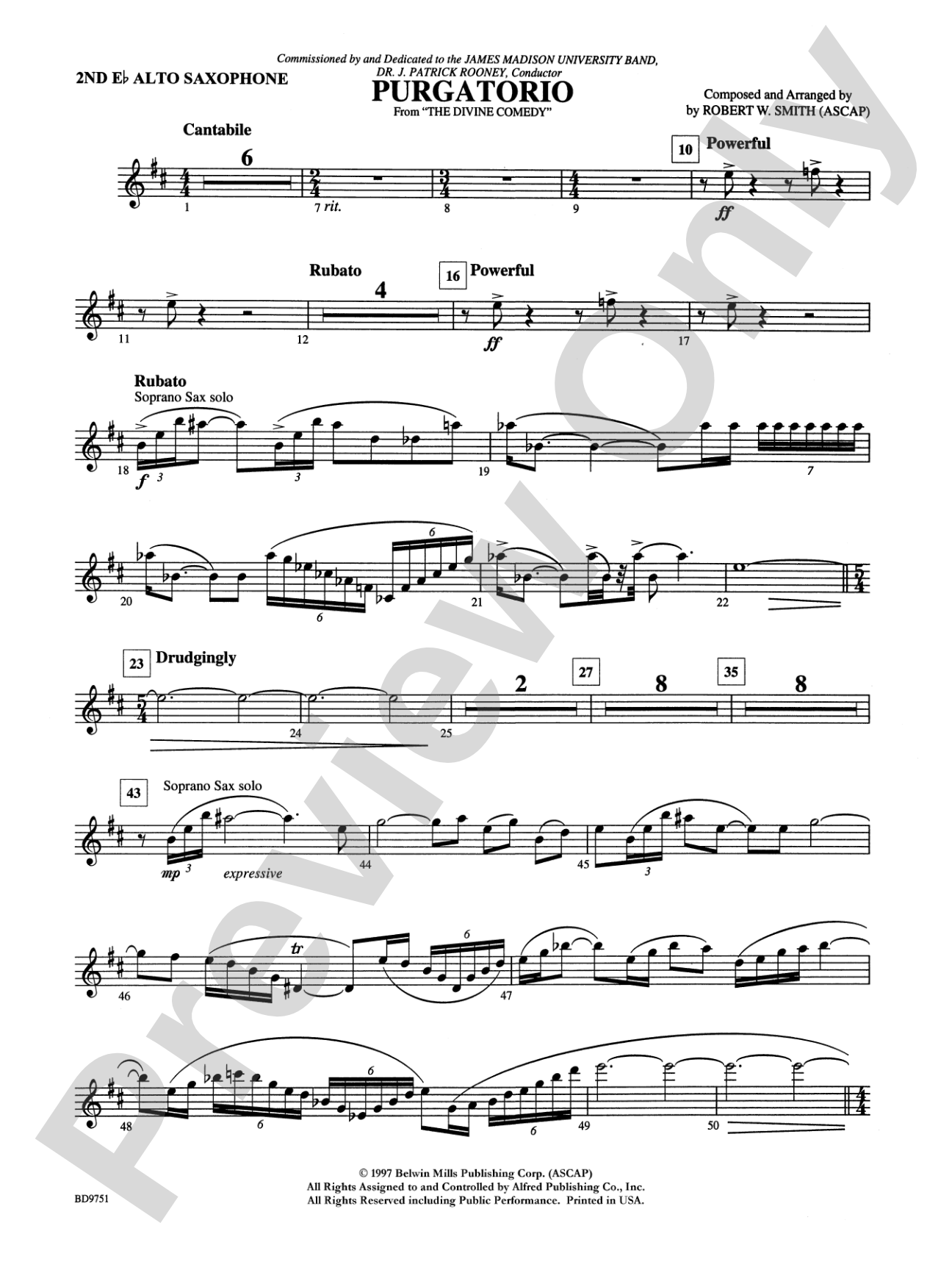 Purgatorio (from The Divine Comedy): 2nd E-flat Alto Saxophone