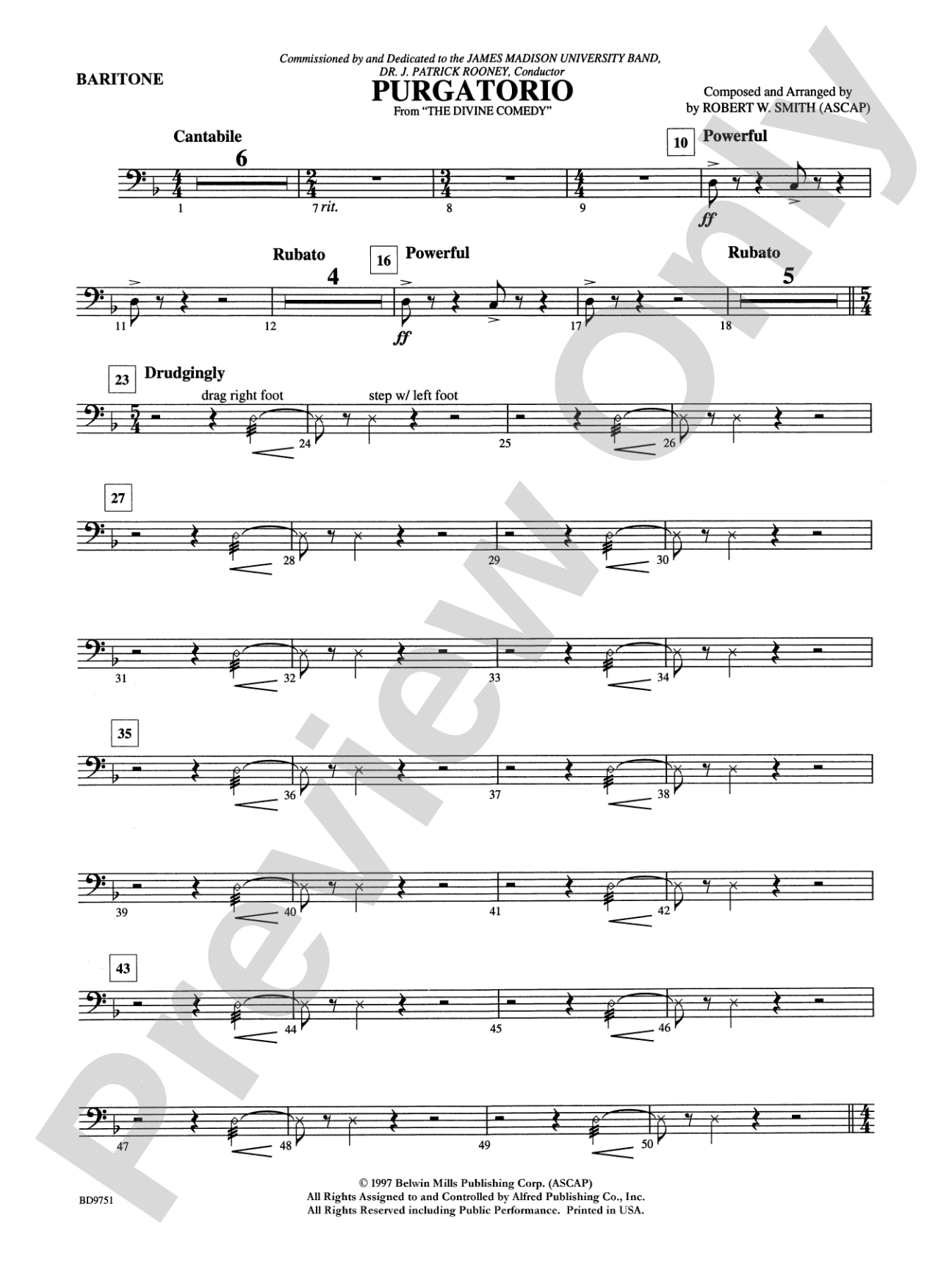 Purgatorio (from The Divine Comedy): Baritone B.C.