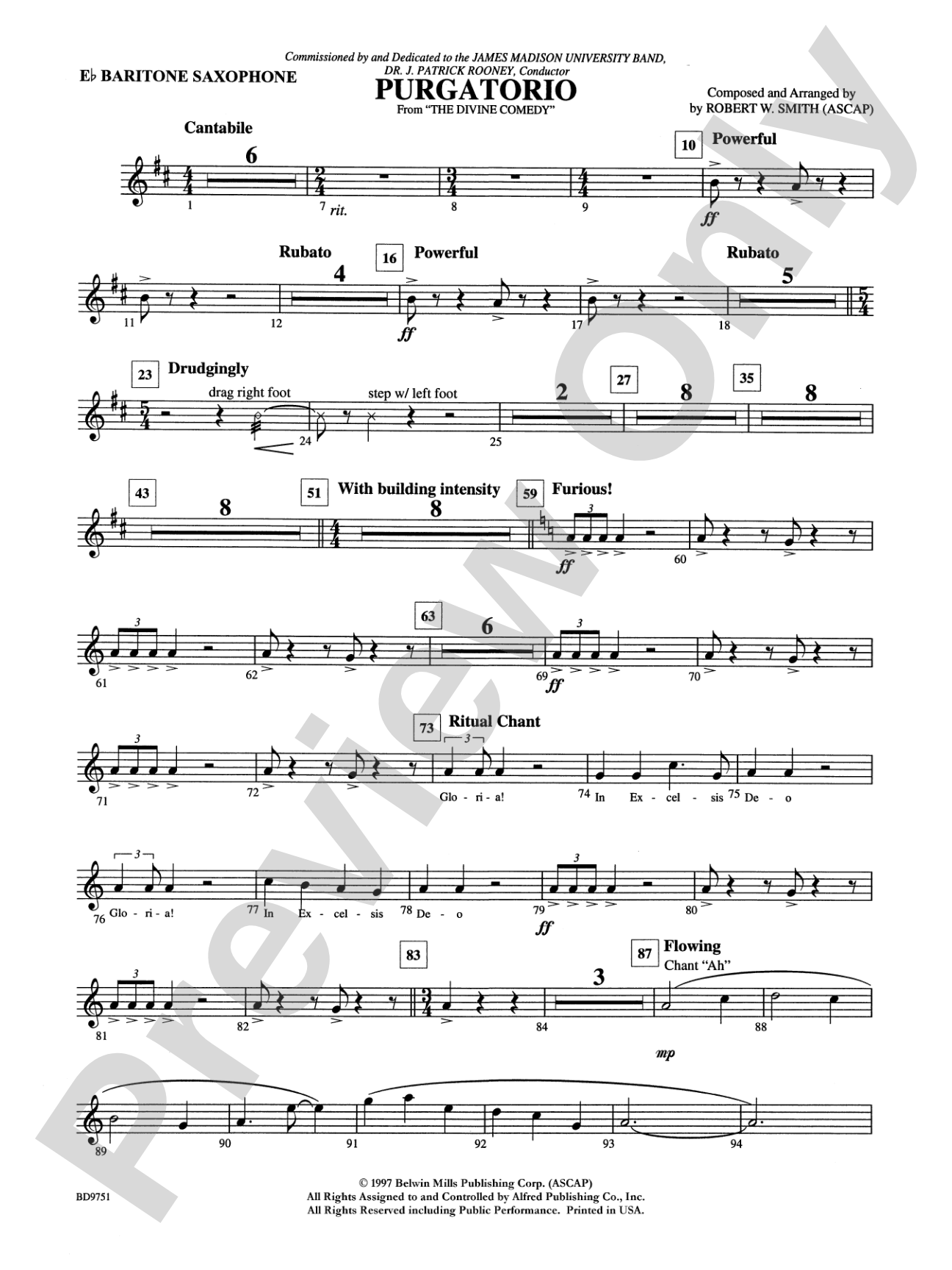 Purgatorio (from The Divine Comedy): E-flat Baritone Saxophone