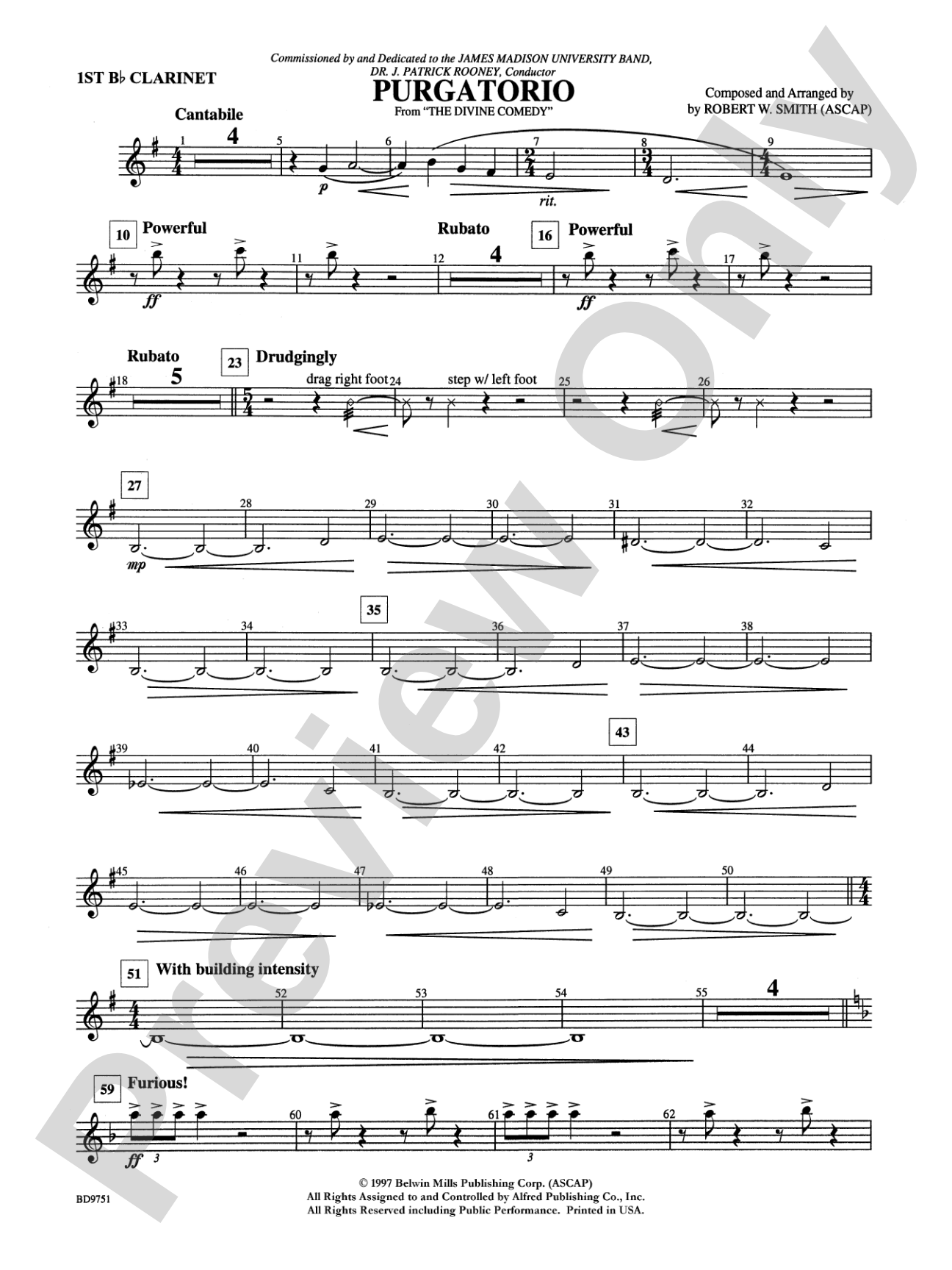 Purgatorio (from The Divine Comedy): 1st B-flat Clarinet