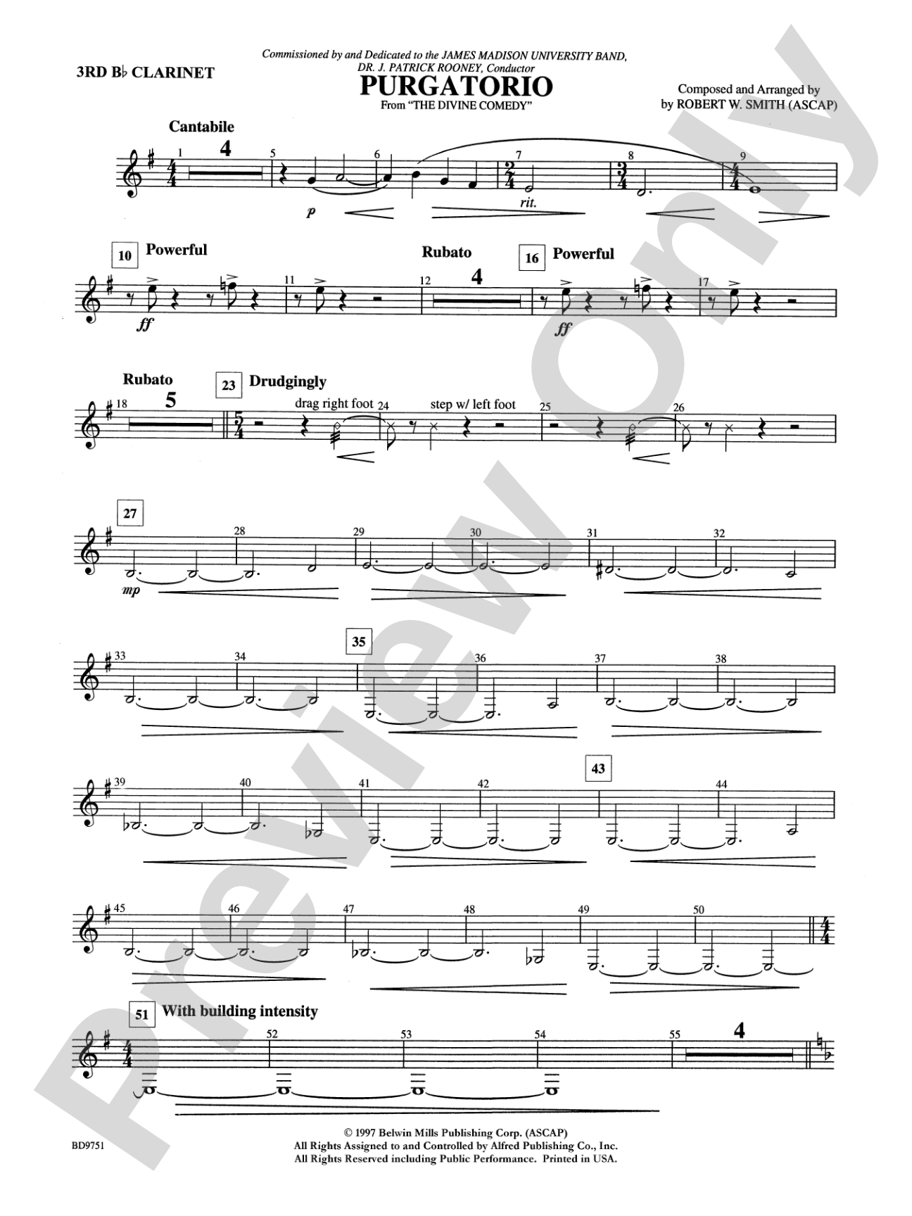 Purgatorio (from The Divine Comedy): 3rd B-flat Clarinet