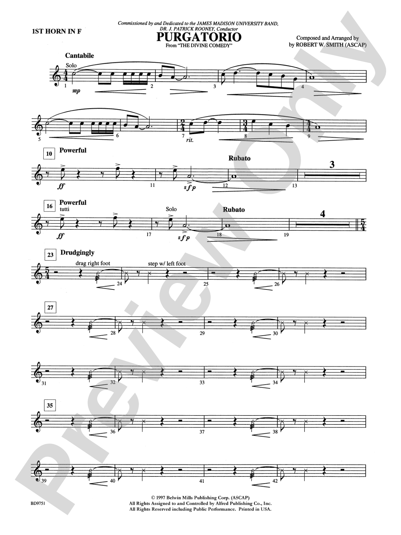 Purgatorio (from The Divine Comedy): 1st F Horn