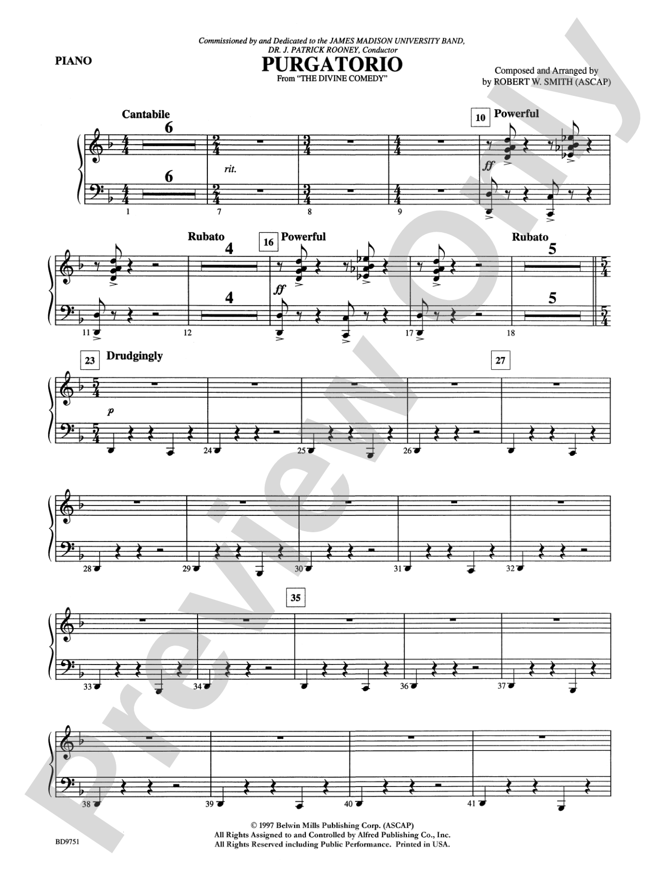Purgatorio (from The Divine Comedy): Piano Accompaniment