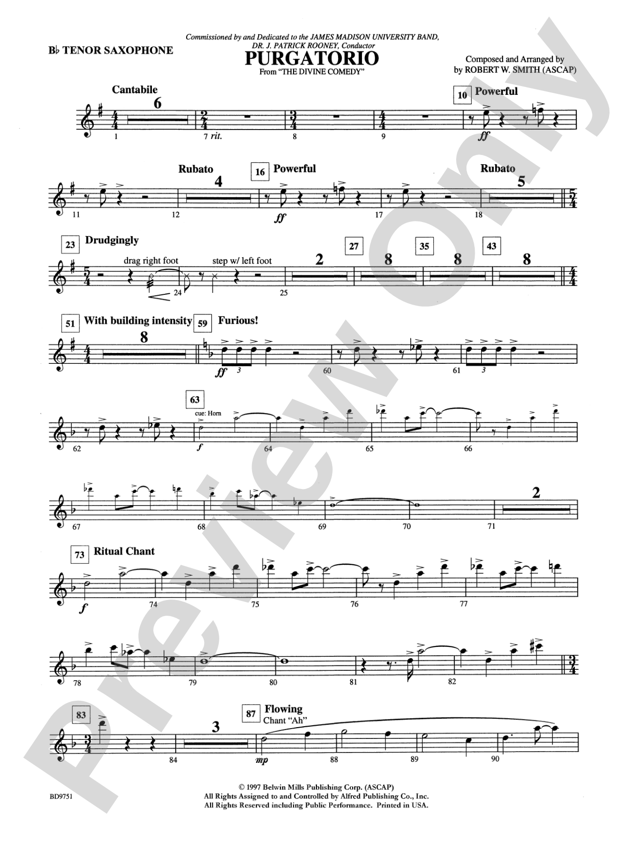 Purgatorio (from The Divine Comedy): B-flat Tenor Saxophone