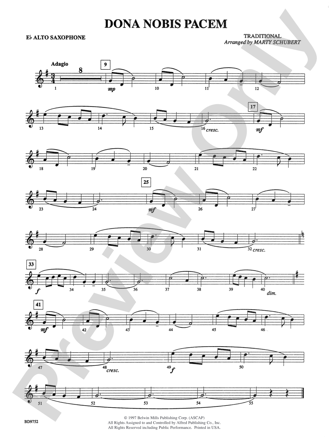 Dona Nobis Pacem: E-flat Alto Saxophone