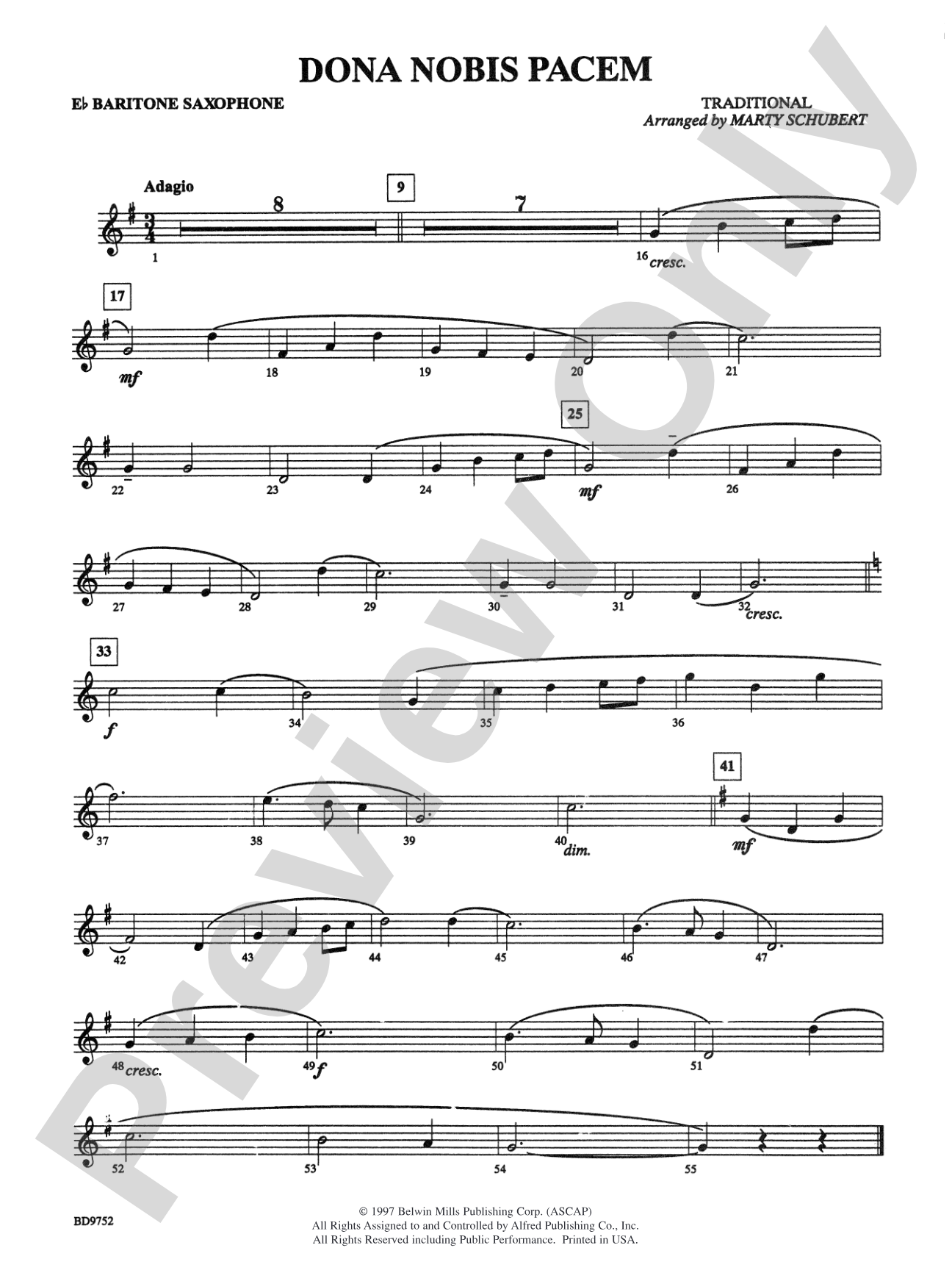 Dona Nobis Pacem: E-flat Baritone Saxophone