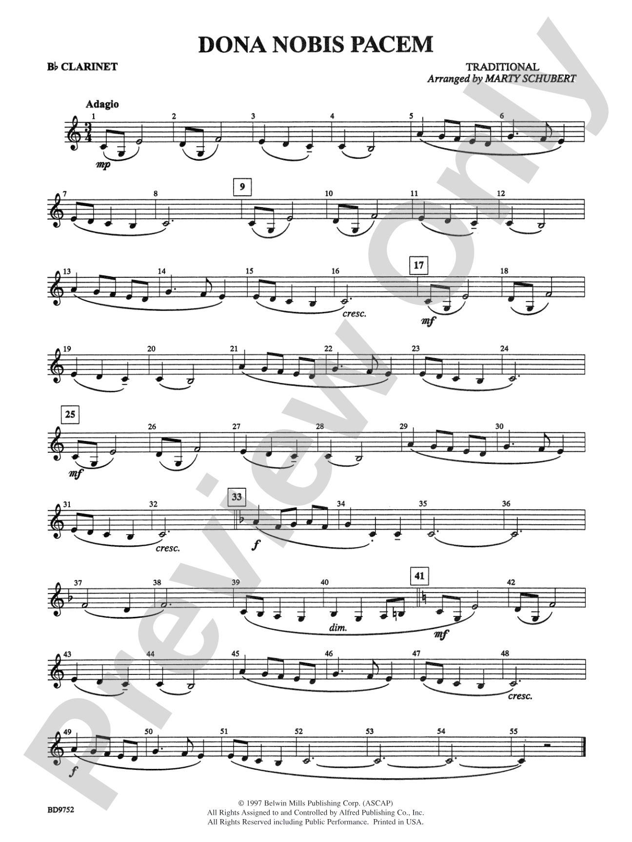 Dona Nobis Pacem: 1st B-flat Clarinet